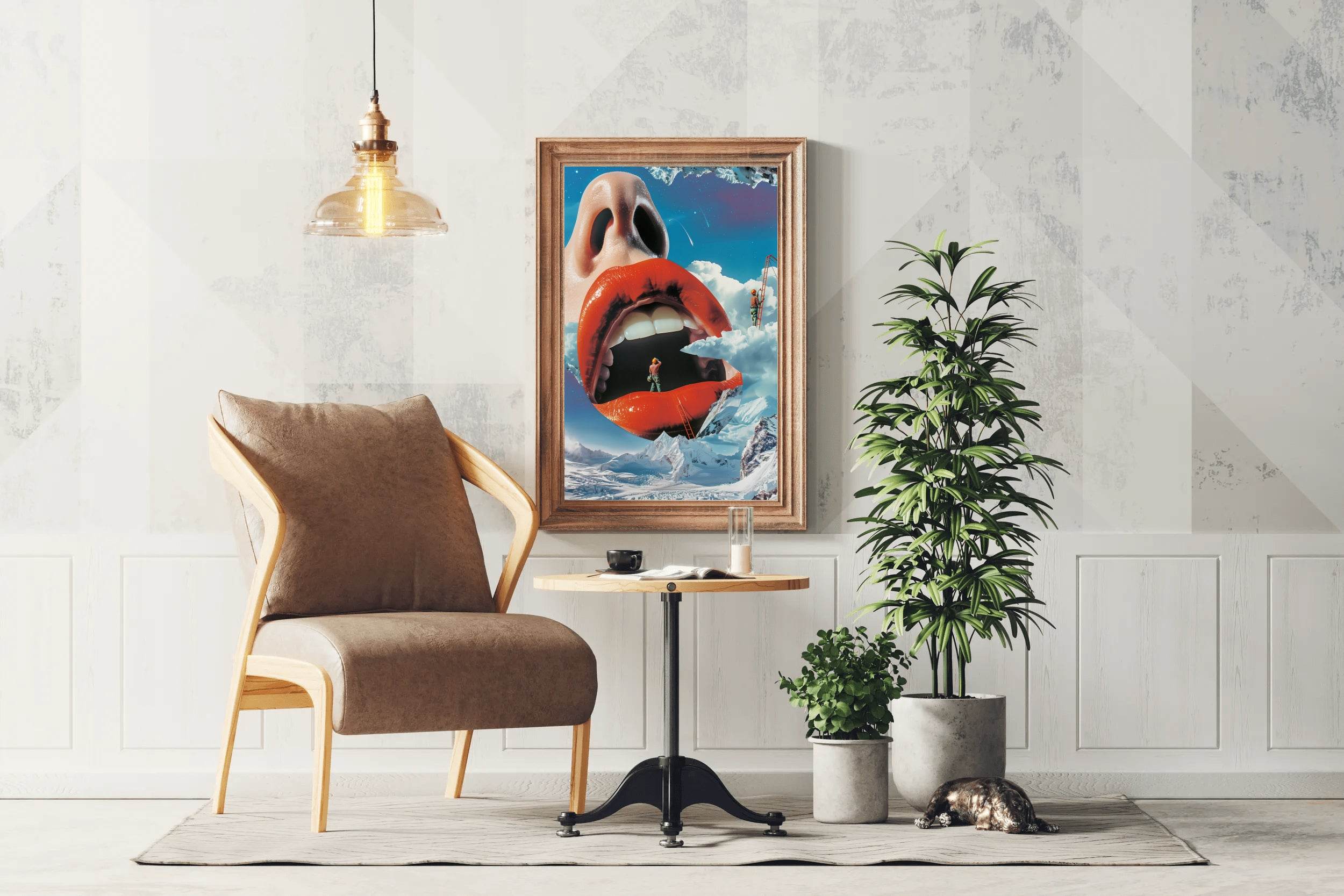 Background of a Woman Mouth in Snowy Mountain Wall Art - beink online art store