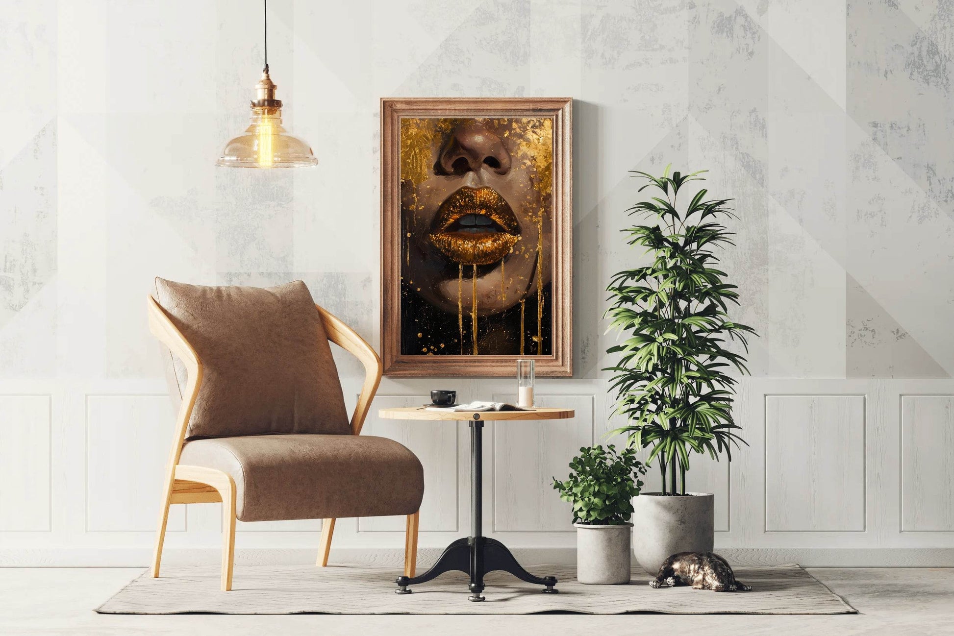 Woman Gold Lips Wall Art - beink online art store