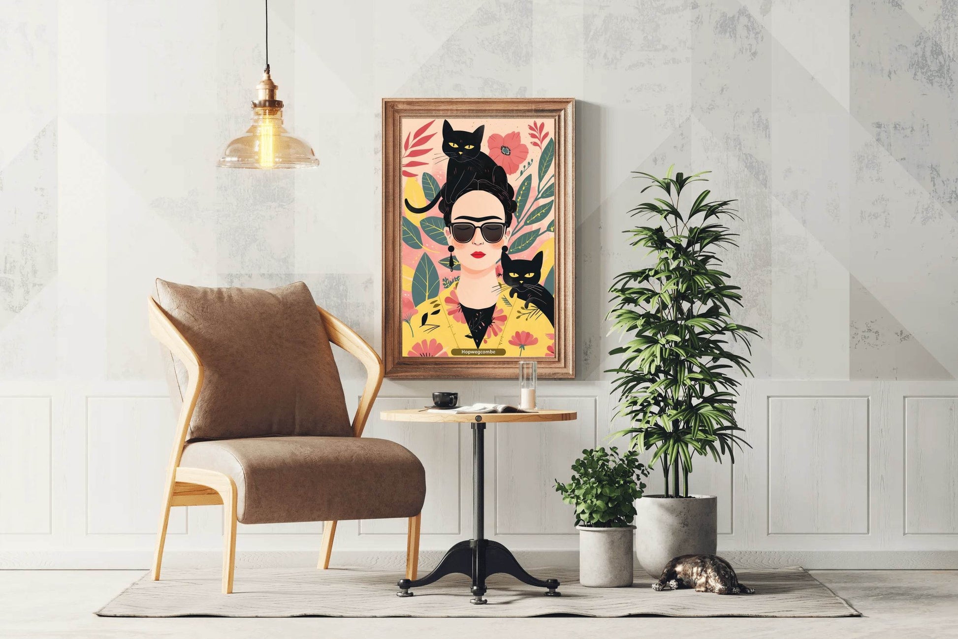 Oil Painting of a Girl With Goggle in Tropical Background Wall Art - beink online art store