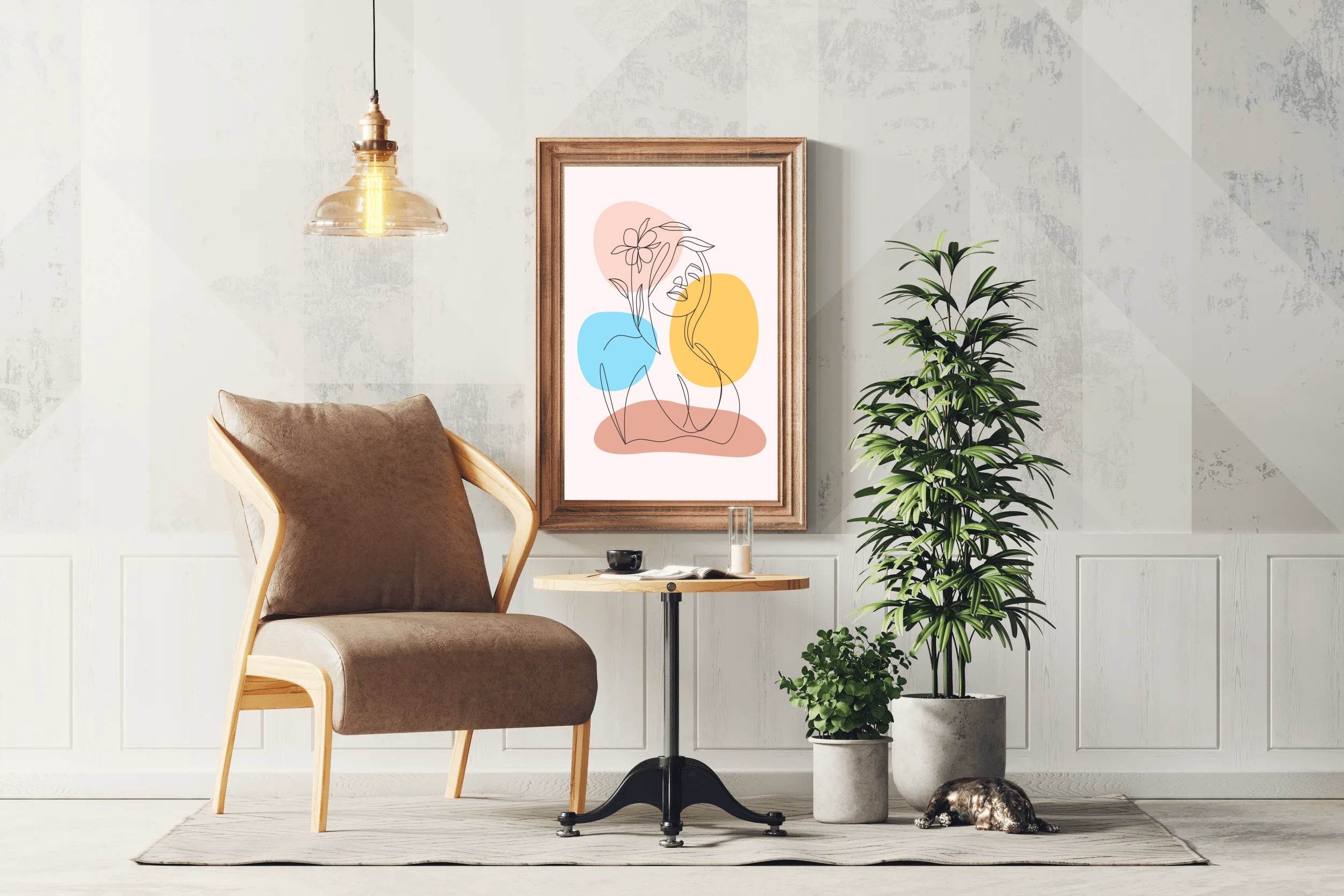 Minimal Woman With a Head Flower Wall Art - beink online art store