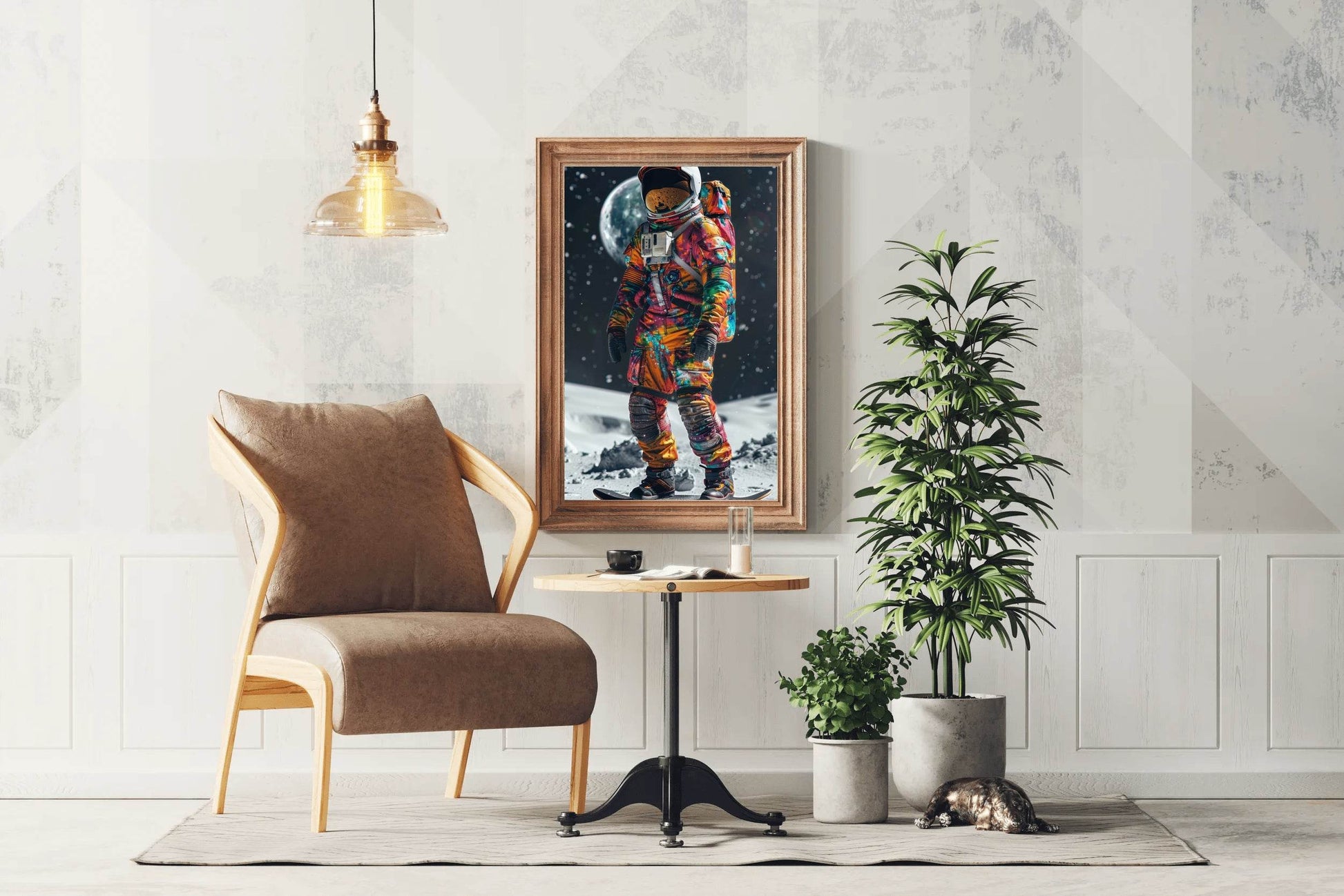 Astronaut colorful suit on moon Wall Art - beink online art store