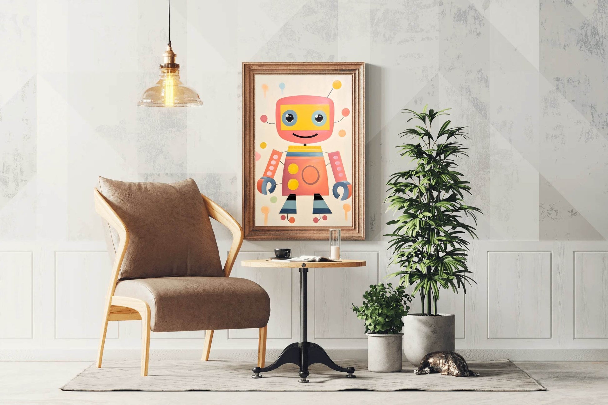 Cute Cartoon Robot in Flat Style - beink online art store