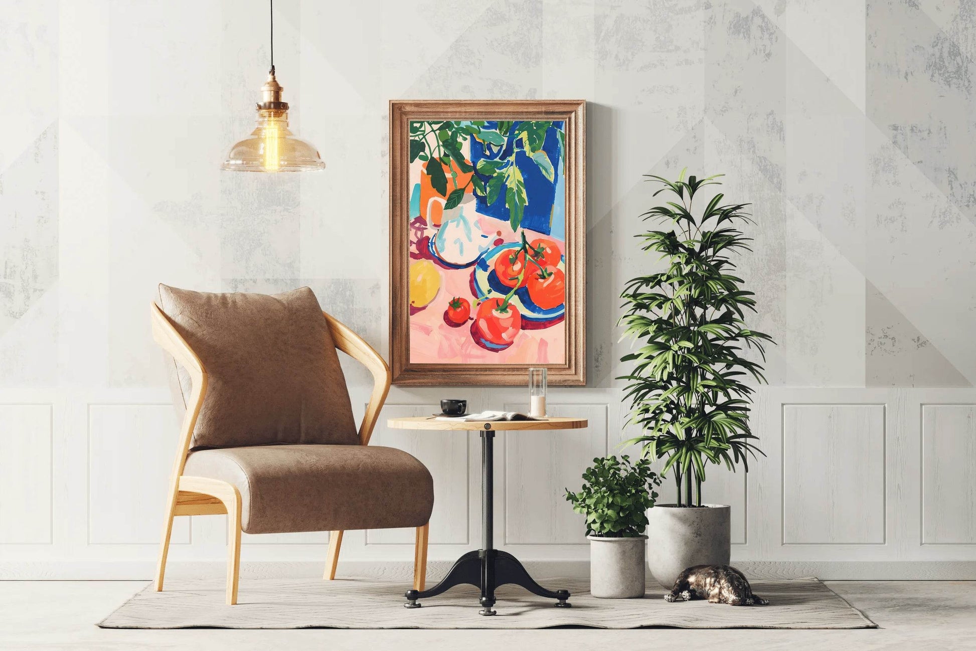 Painting of Persimmon Plate on Table - beink online art store