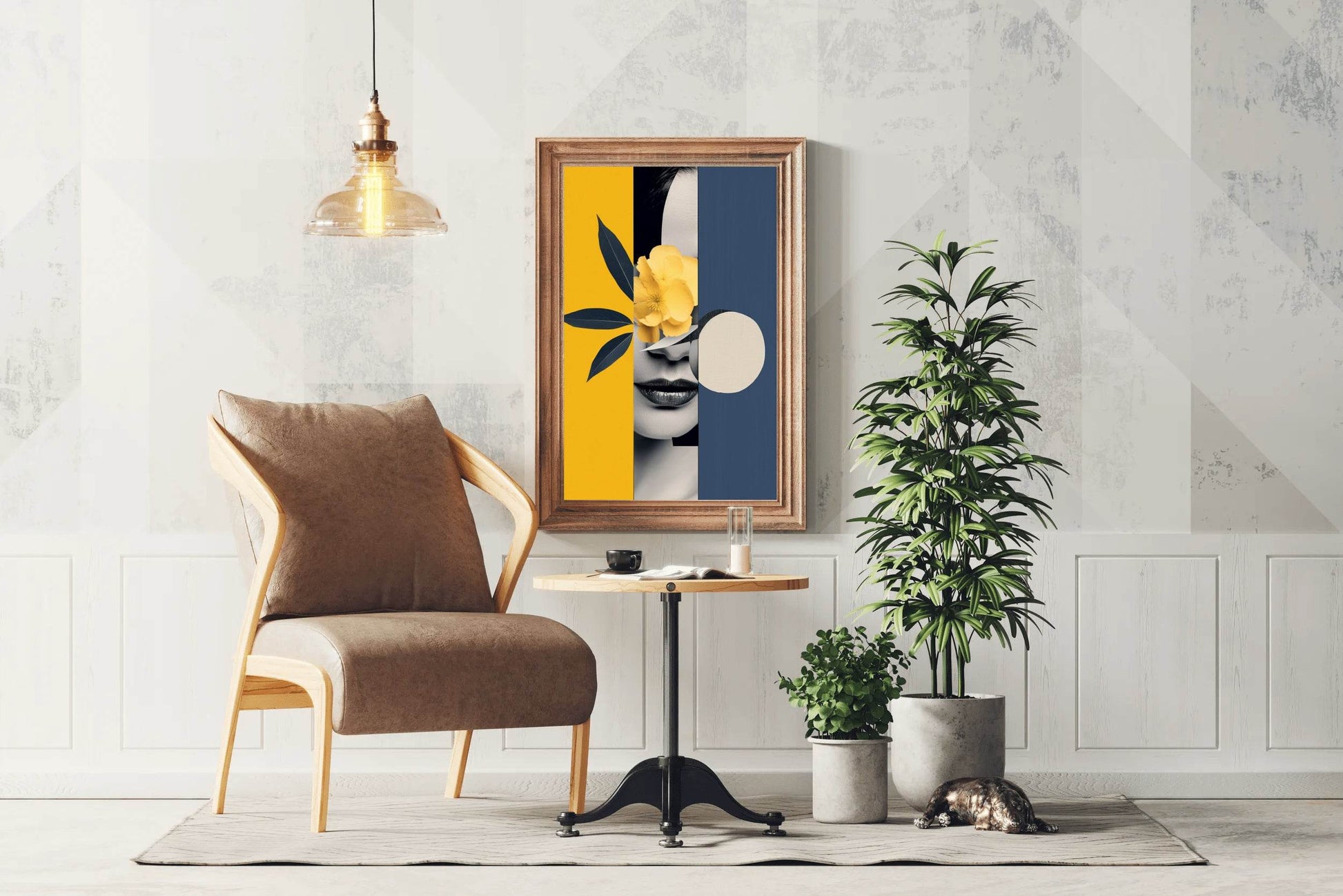 Modern Lady With Flower Abstract Wall Art - beink online art store