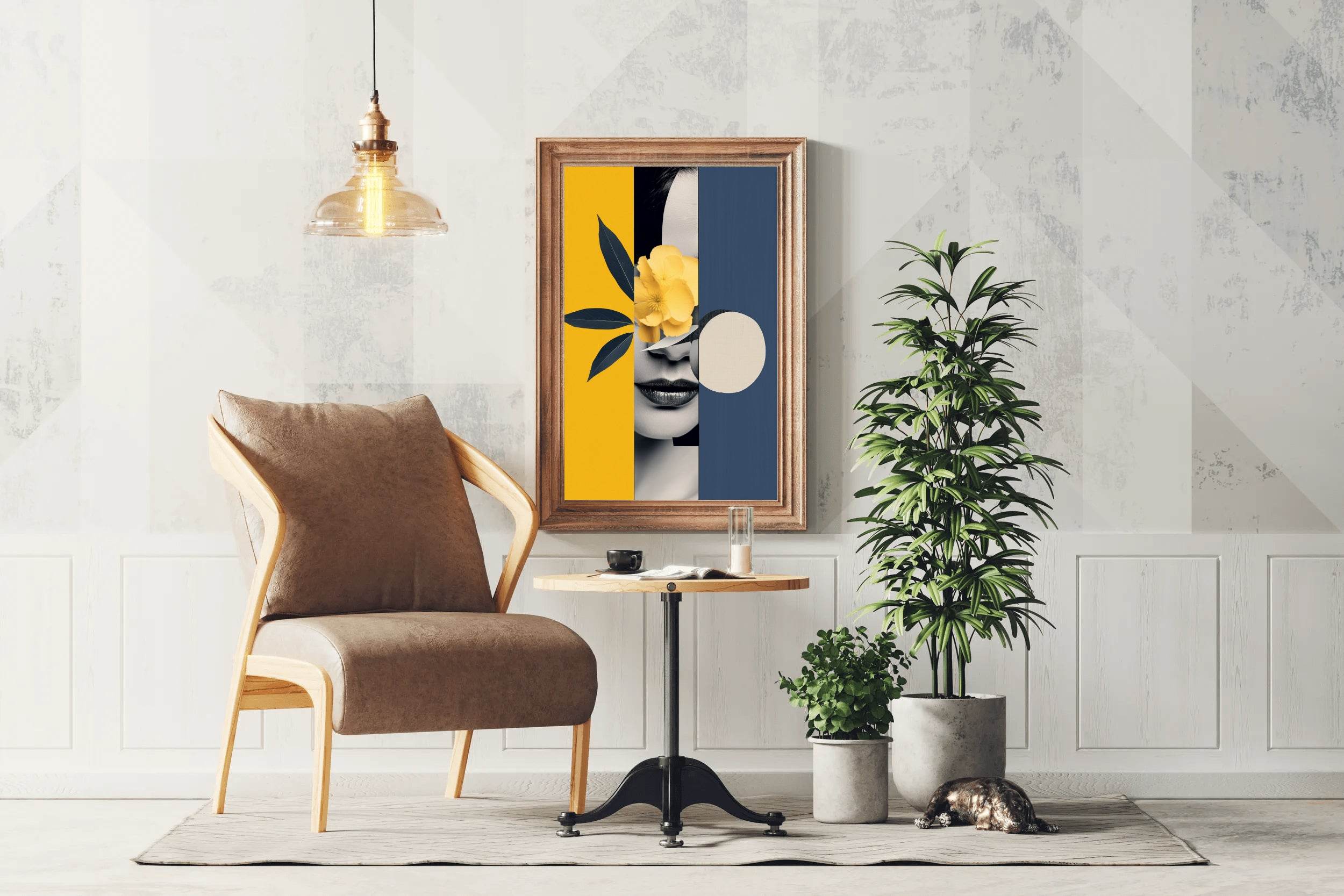 Modern Lady With Flower Abstract Wall Art - beink online art store