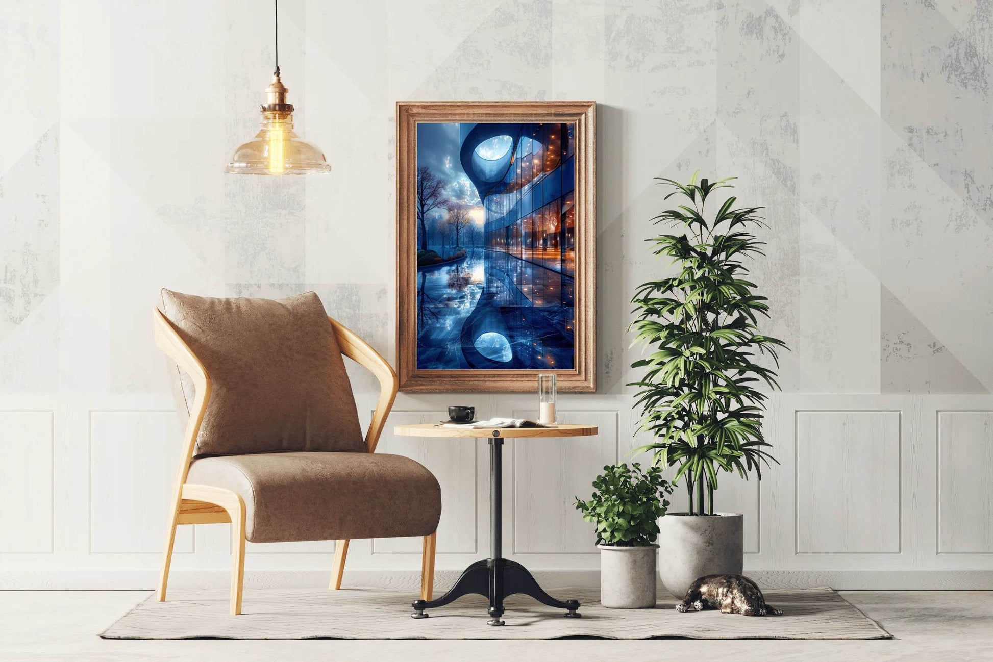 Blue Glass Building Wall Art - beink online art store