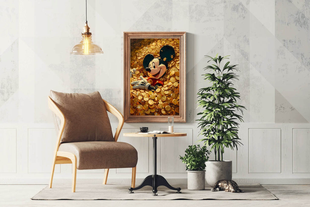 Mickey Mouse in Gold Coins Wall Art - beink online art store