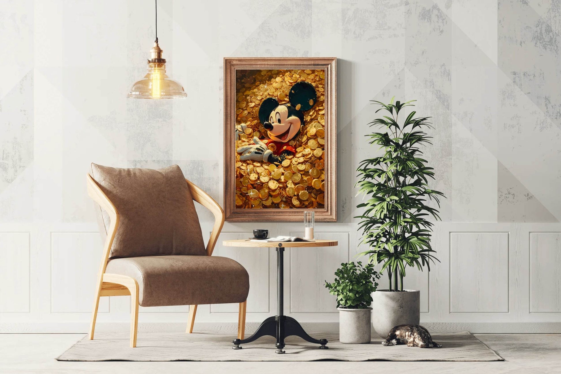 Mickey Mouse in Gold Coins Wall Art - beink online art store