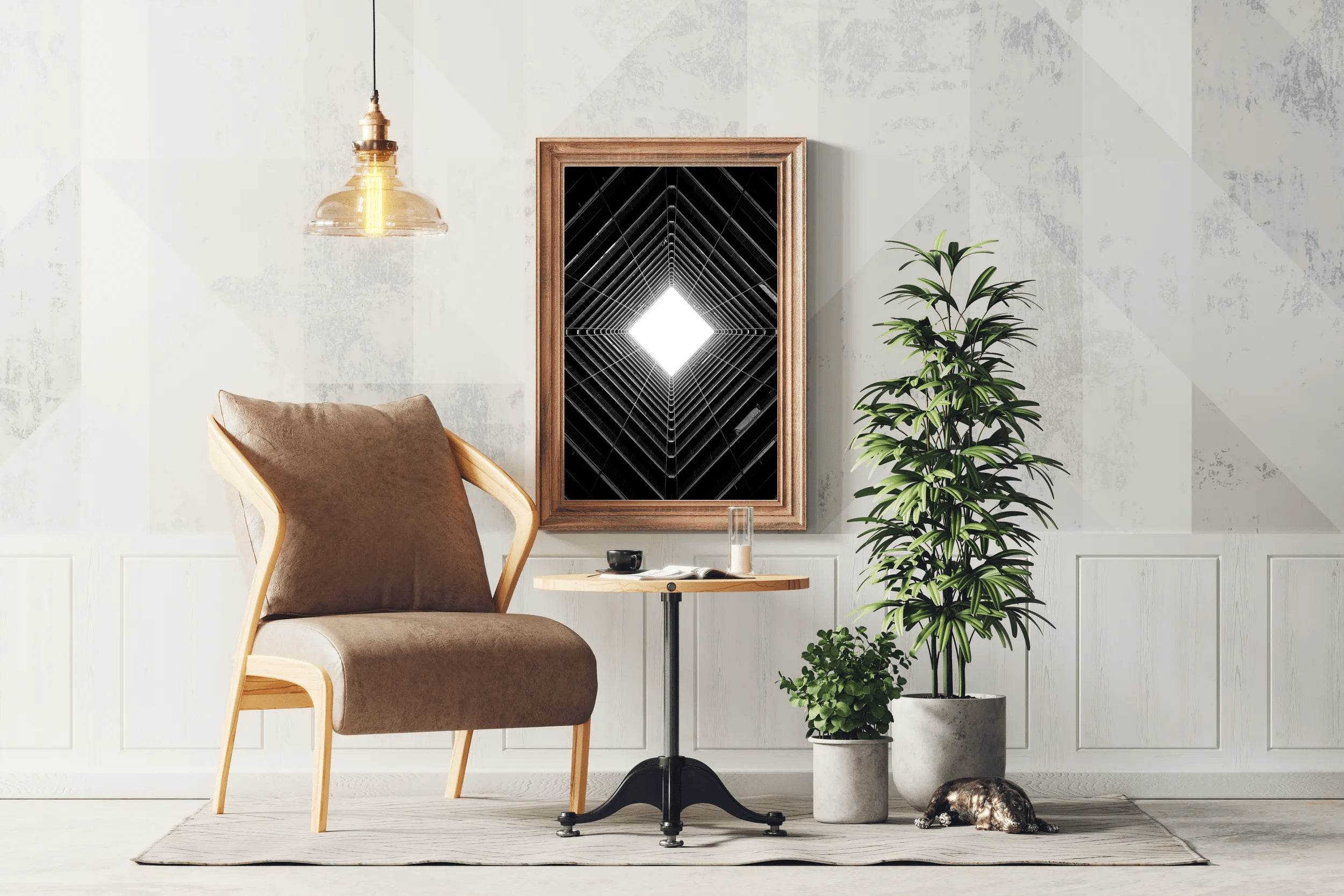 White Striped Building Black & White Wall Art - beink online art store