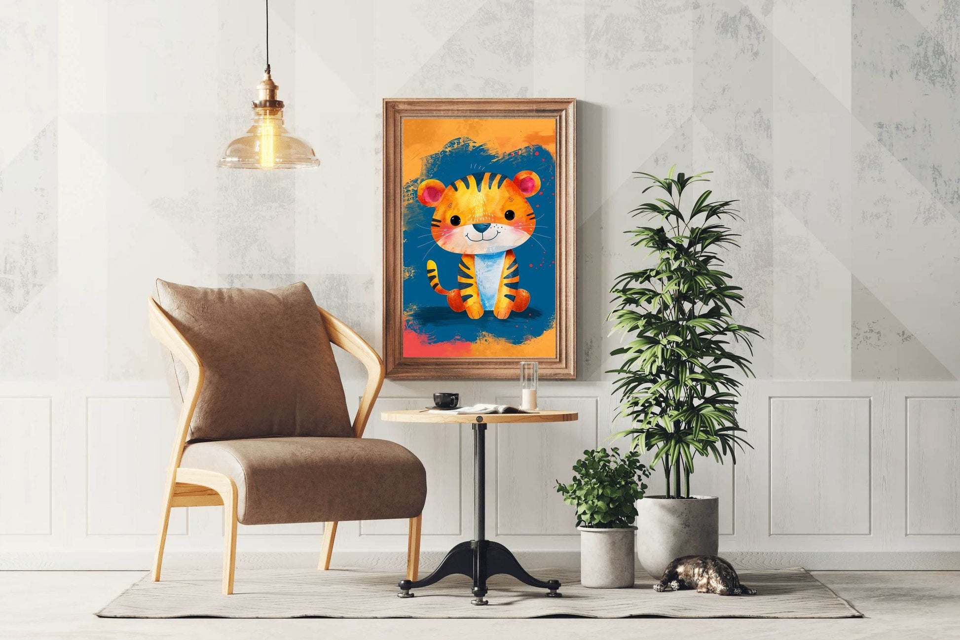 Cute Watercolor Baby Tiger Cartoon Painting - beink online art store