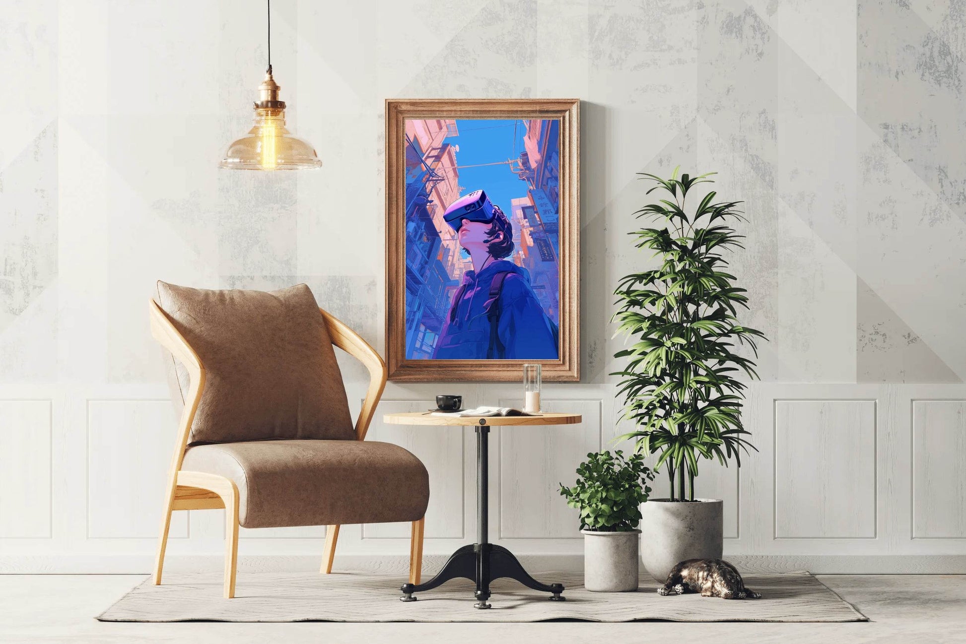 Anime Character with Virtual Reality Glasses Wall Art - beink online art store