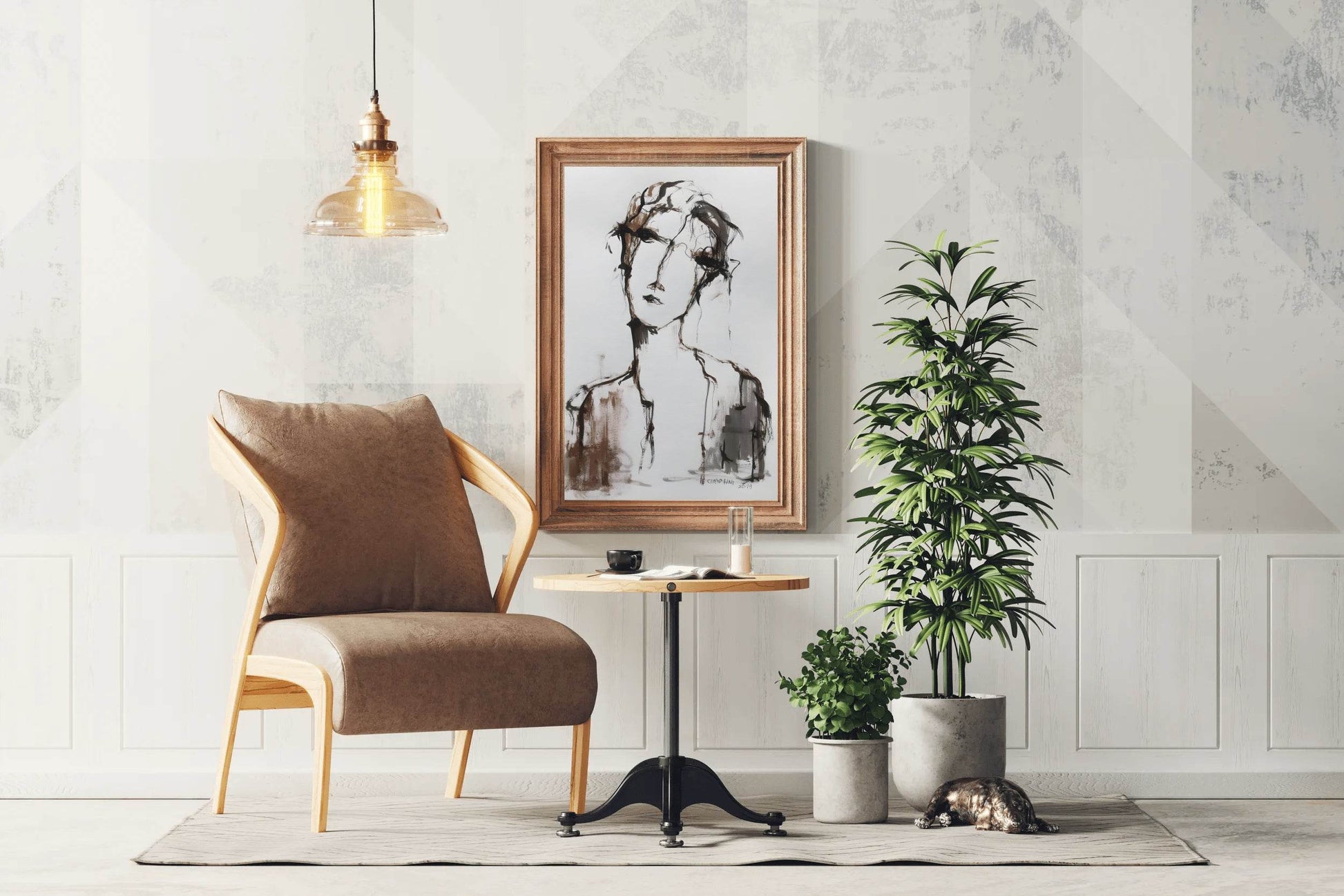 Ink and Watercolor Expressive Face Wall Art - beink online art store