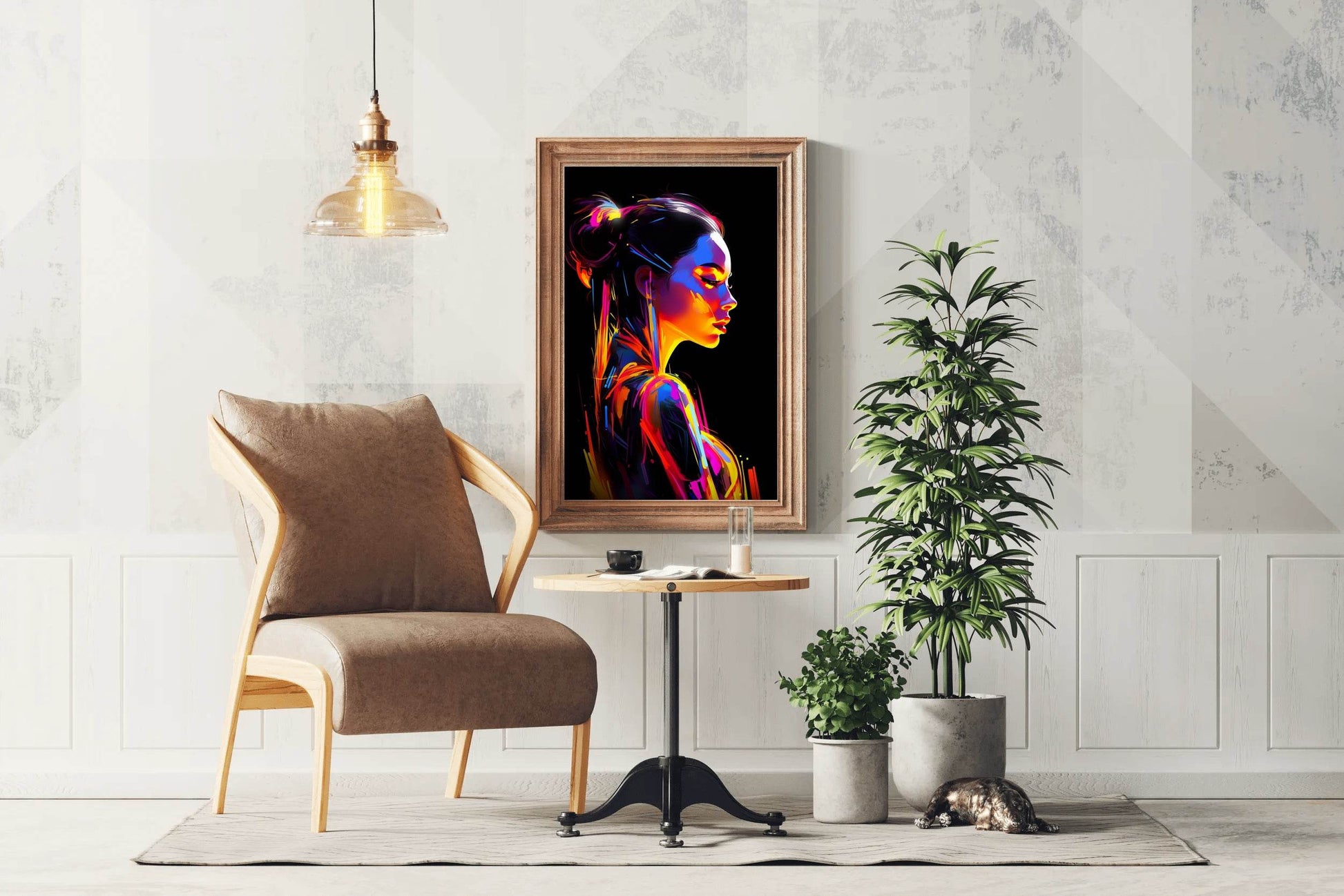 Neon Painting of Women Digital Art - beink online art store