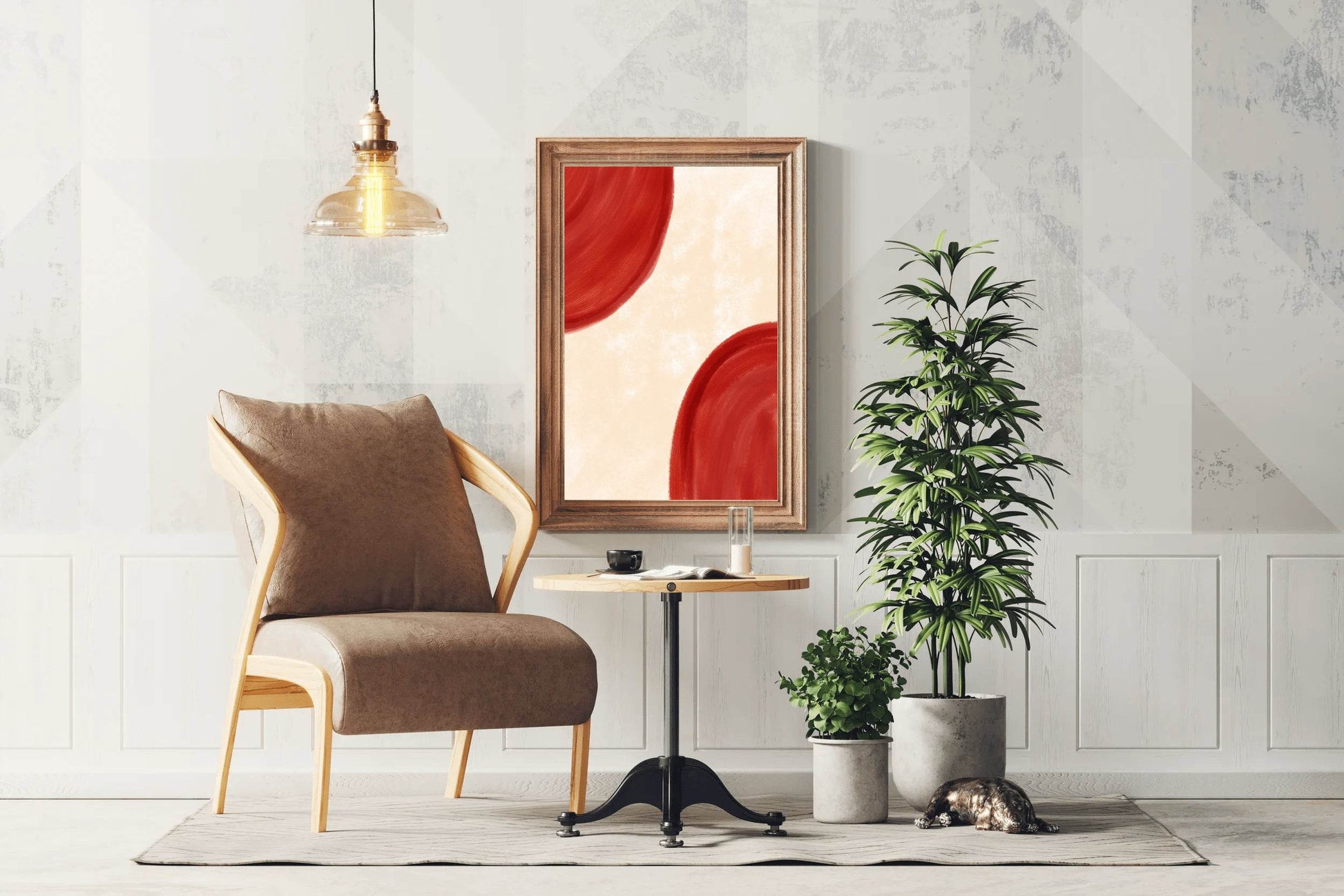 Red Semicircle Wall Art - beink online art store