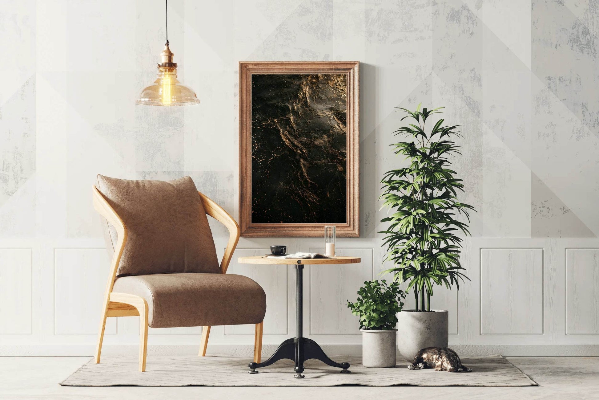 Glass Surface With Gold and Black Texture Wall Art - beink online art store