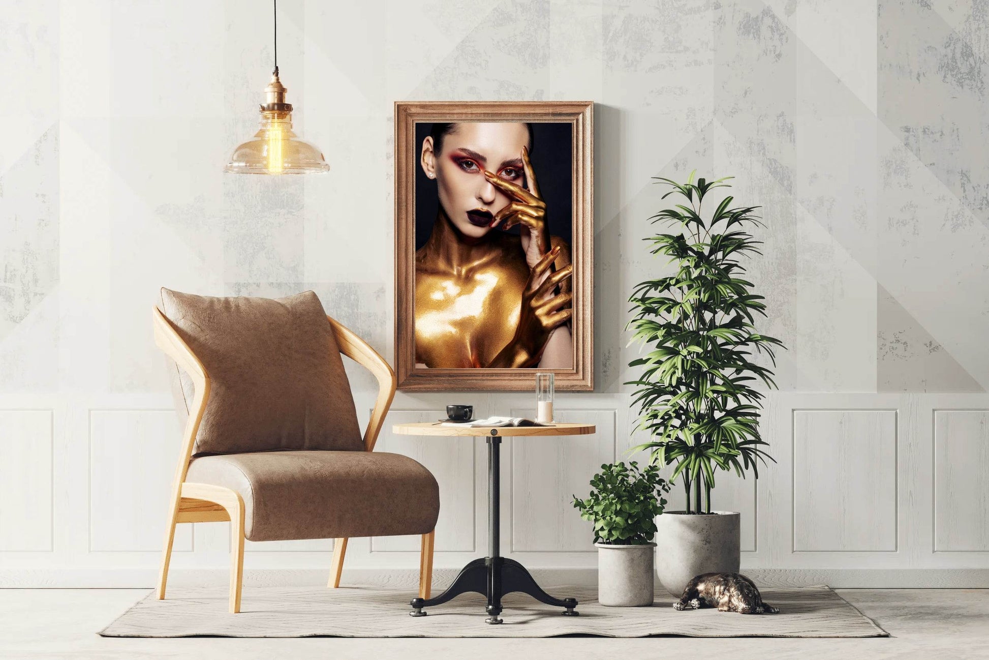 Golden Bust Of A Woman Wall Art - beink online art store