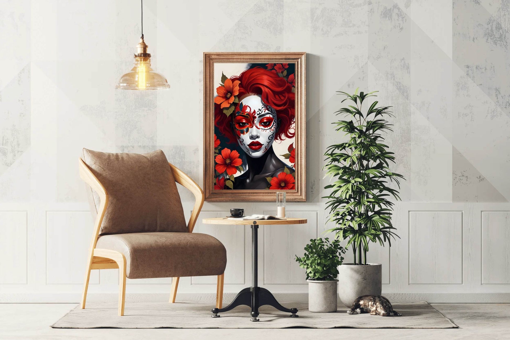 Day of the Dead Female Face Paint Illustration Wall Art - beink online art store