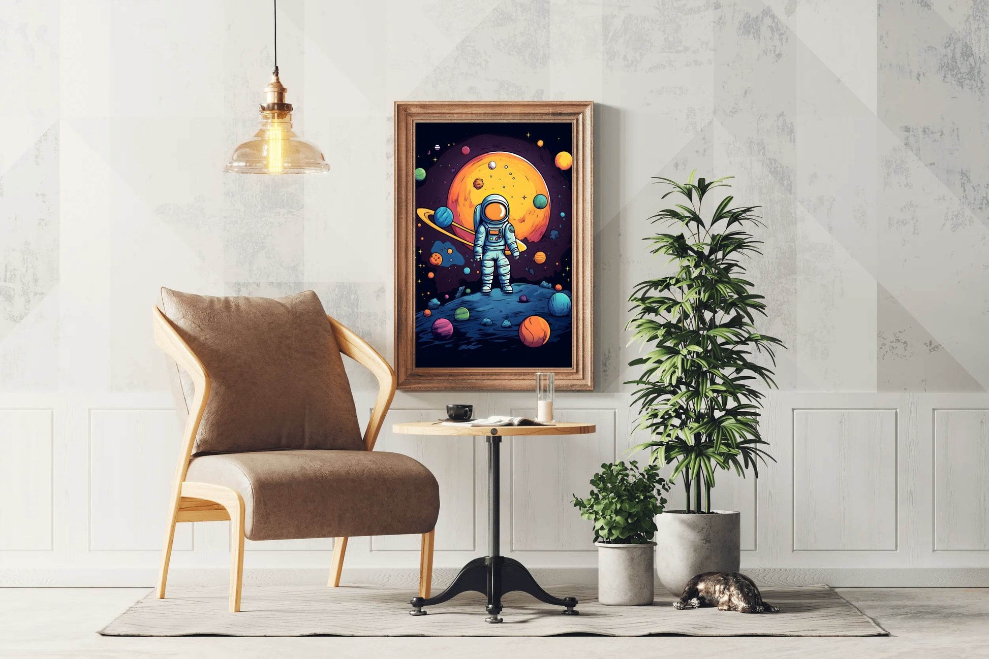 Cartoonish Illustration of Astronaut in Space - beink online art store