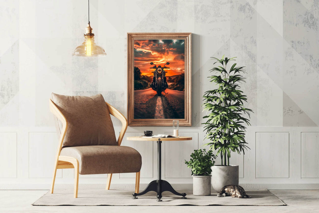 Motorcycle in Sunset Wall Art - beink online art store