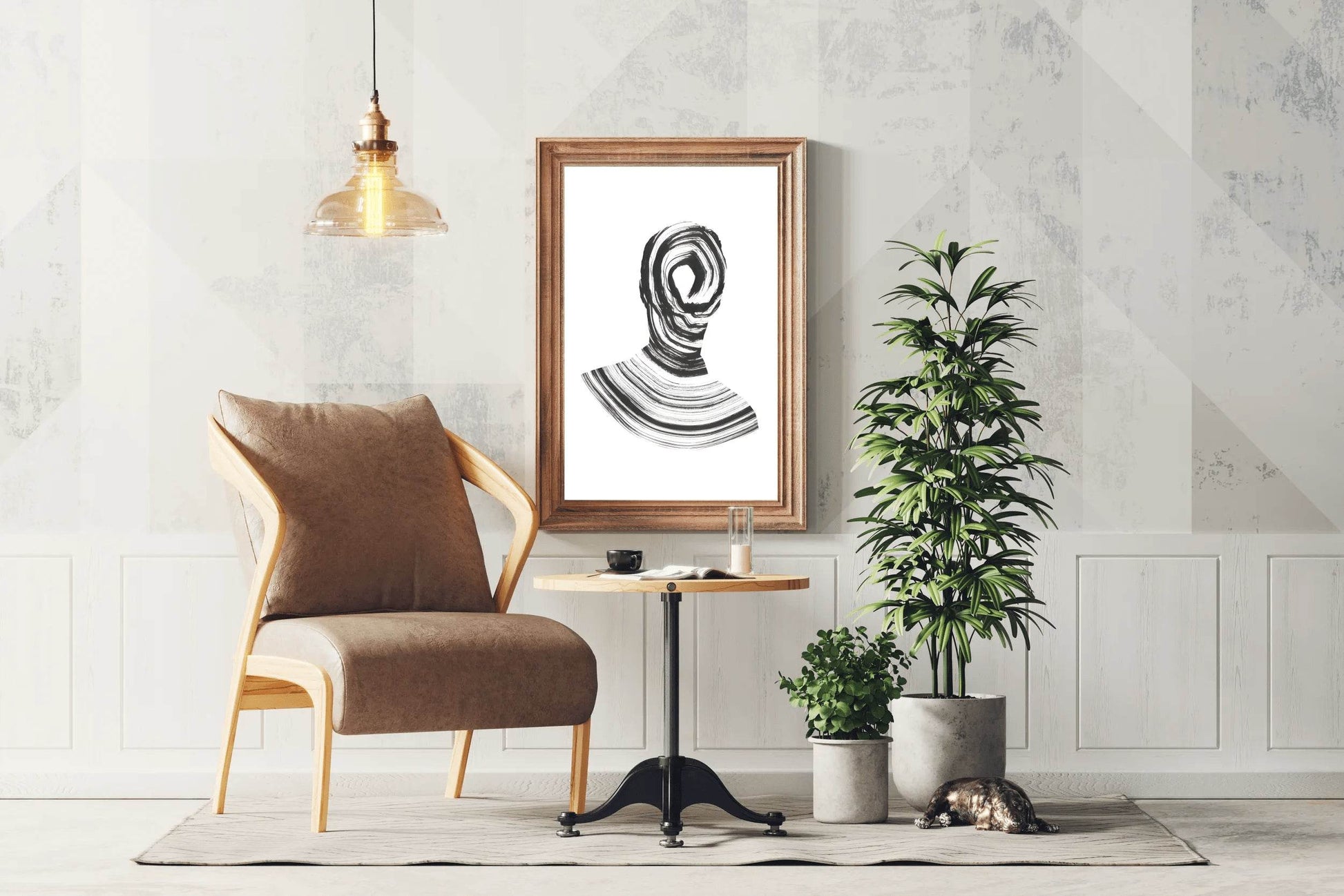 Black Inked Mind Swirled Silhouette Modern Wall Art - beink online art store