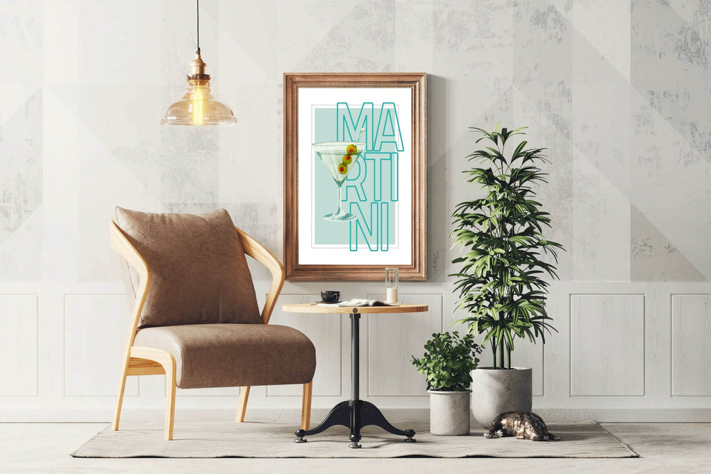 Martini Cocktail With Green Olives Wall Art - beink online art store