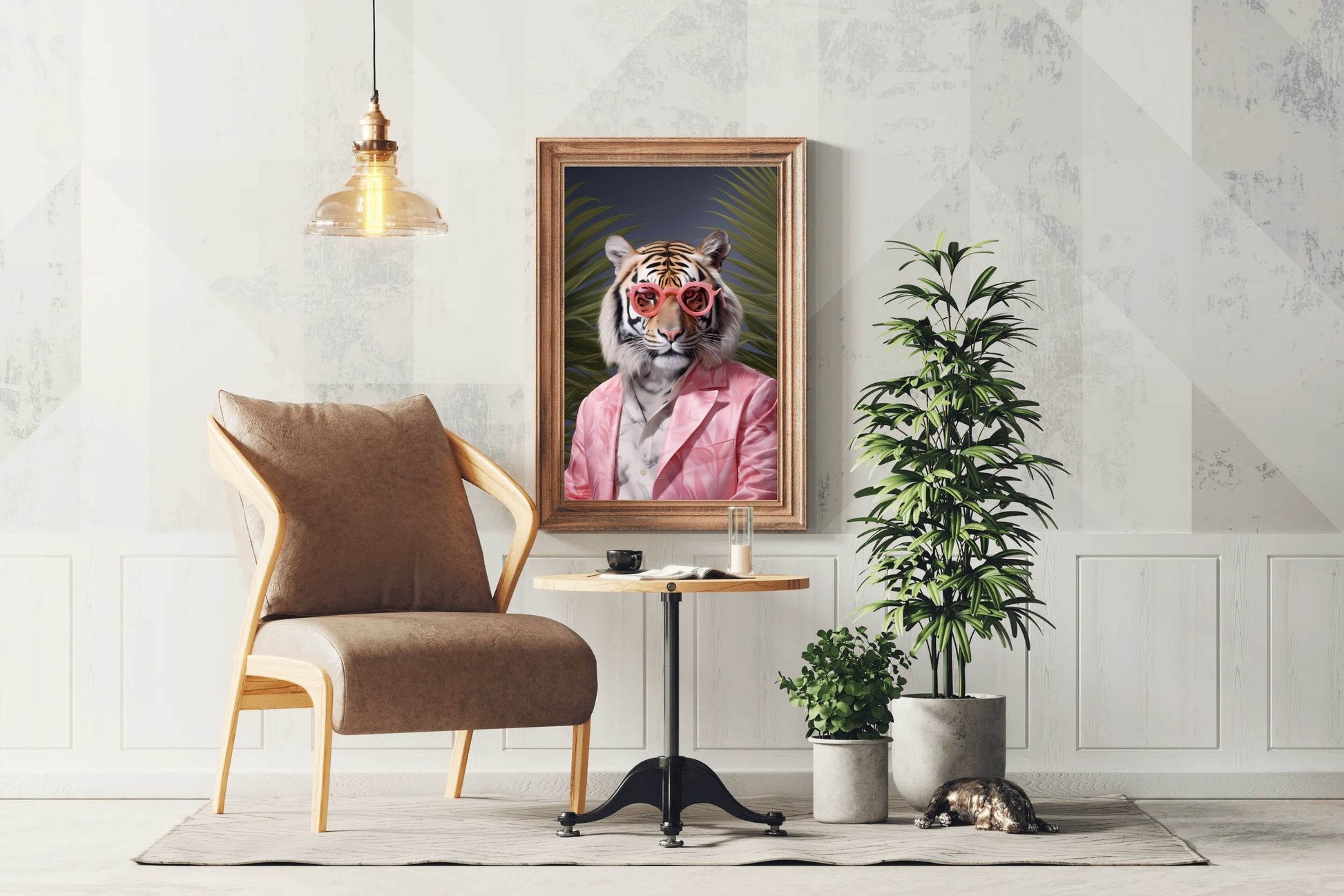 Tiger Wearing Pink Goggle and Coat Animal Wall Art - beink online art store