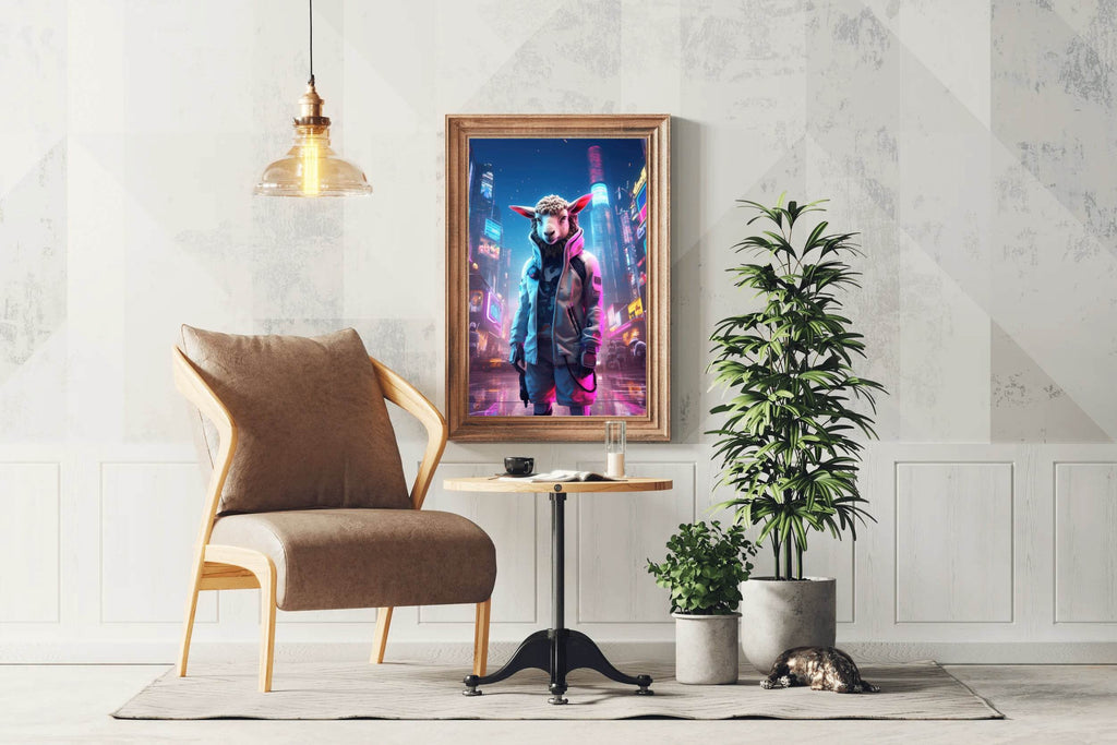 Portrait Sheep Cyberpunk Style Wall Art - beink online art store
