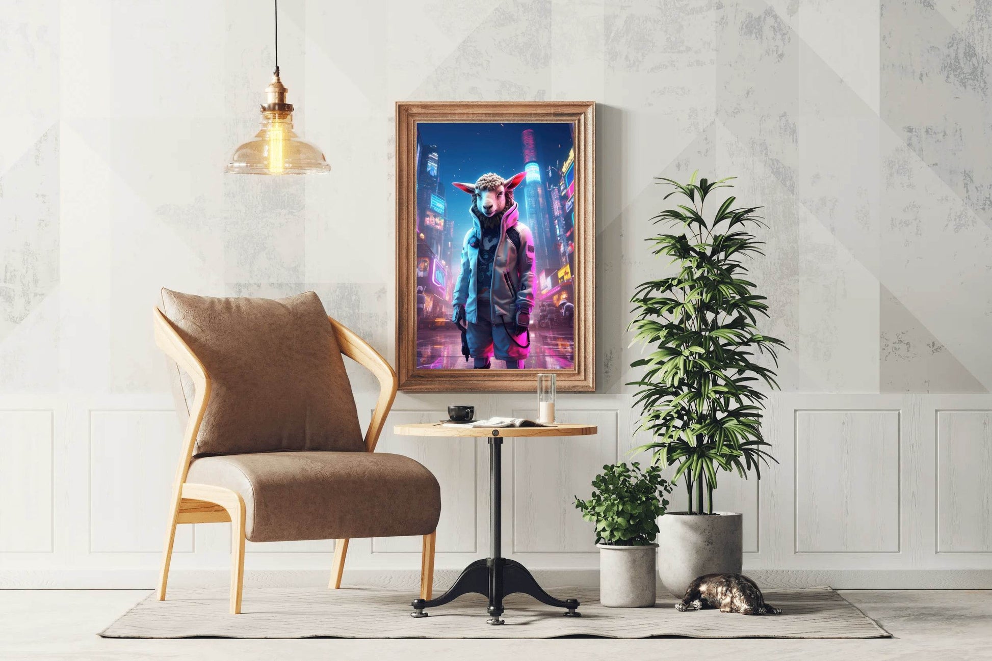 Portrait Sheep Cyberpunk Style Wall Art - beink online art store