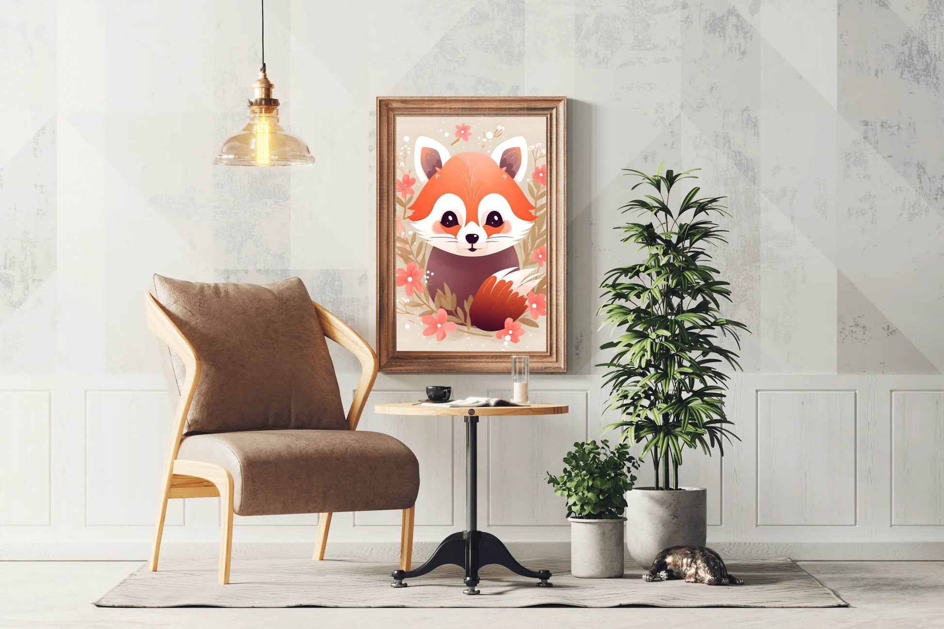 Cute Red Fox Sitting on the Ground - beink online art store