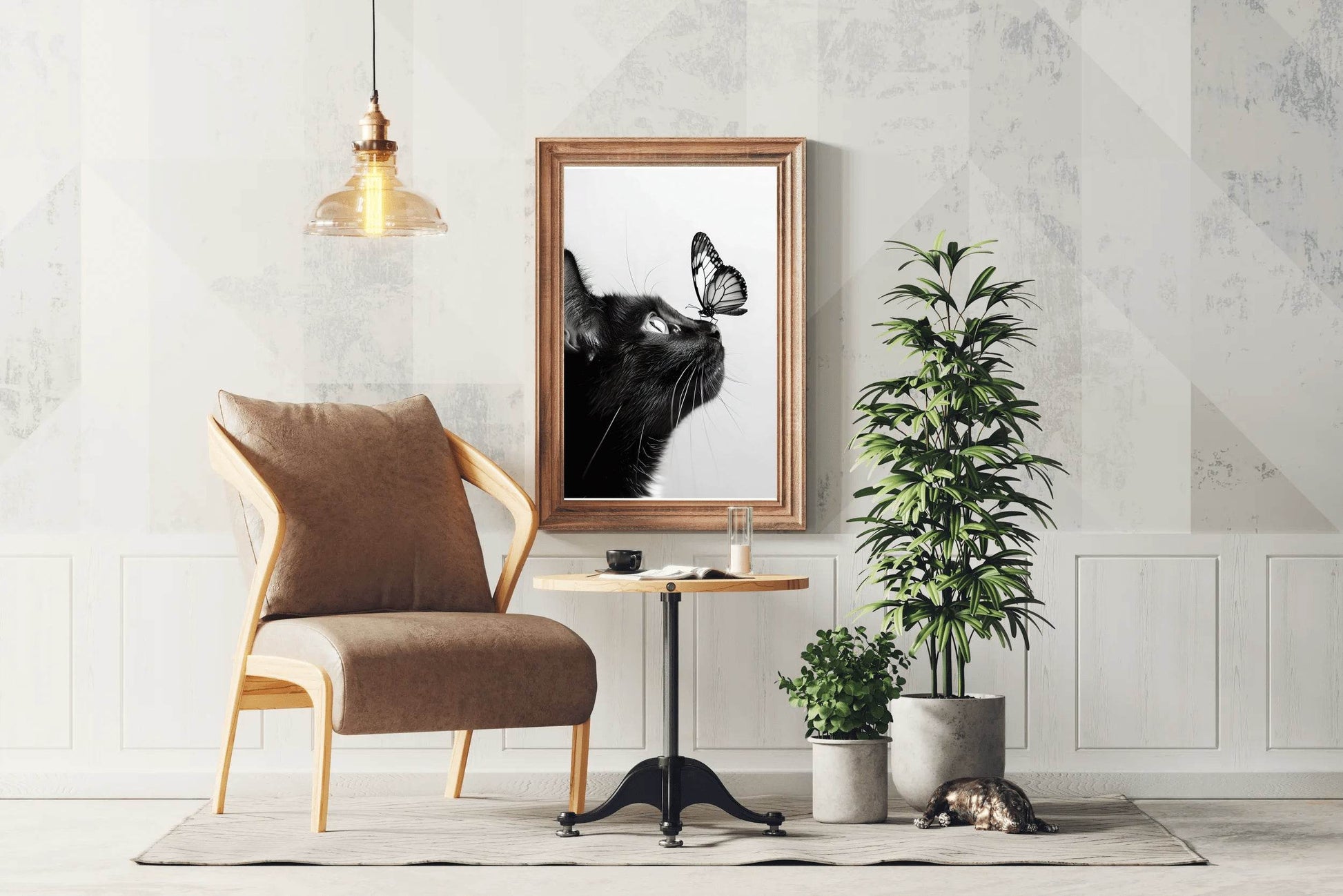 Butterfly on Black Cat Nose - beink online art store