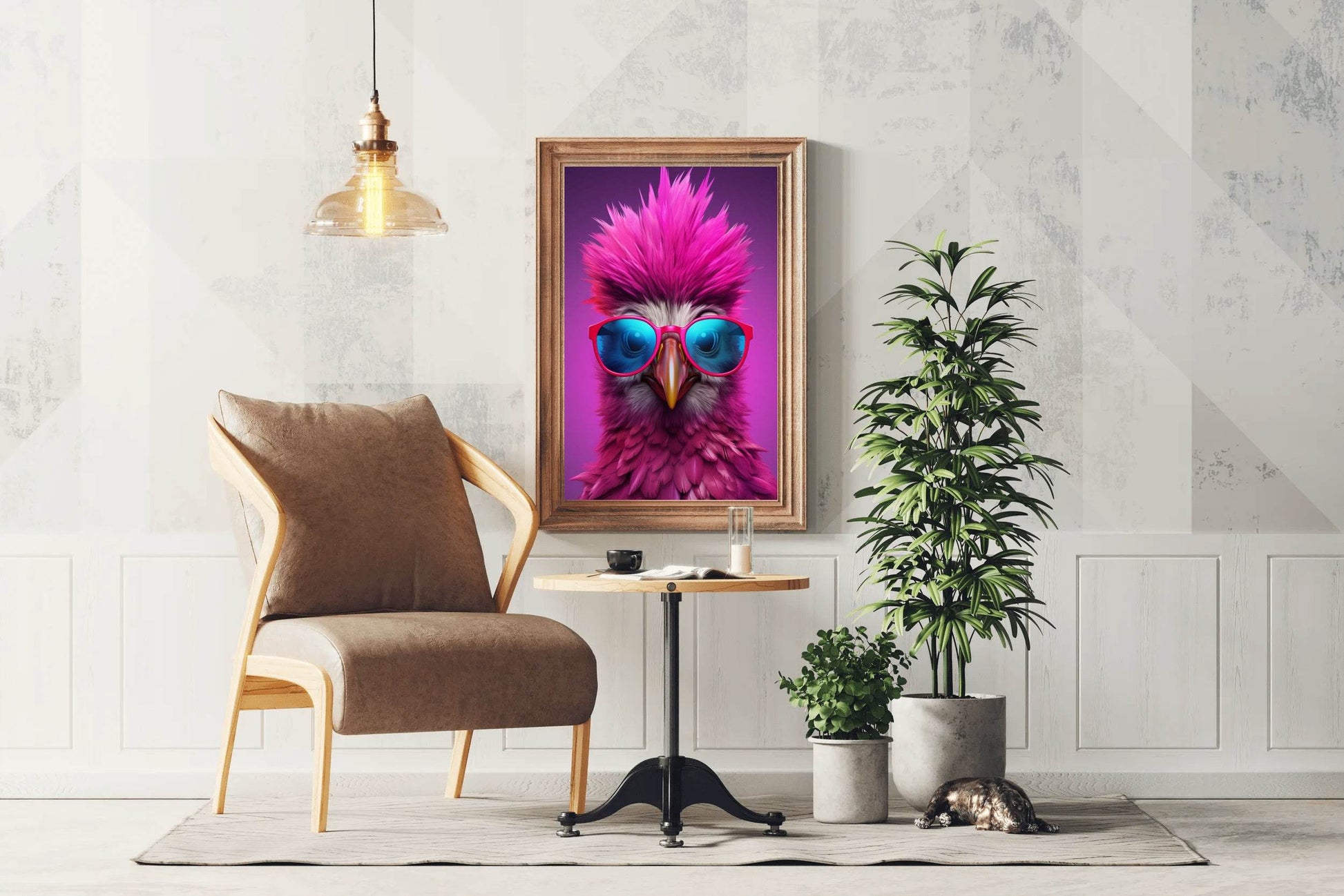 Purple Color Bird Wearing Glasses Wall Art - beink online art store