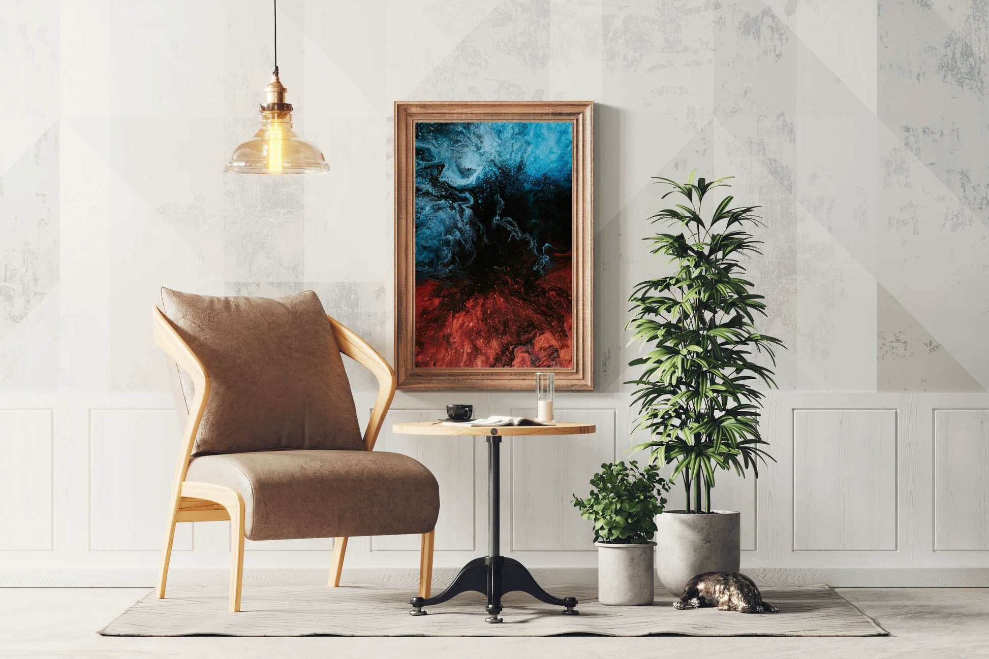 Blue and Red Water Color Liquid Abstract Wall Art - beink online art store