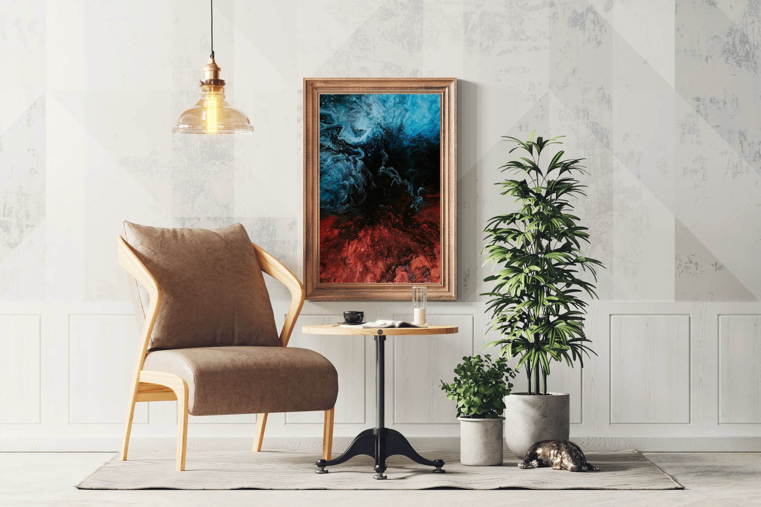 Blue and Red Water Color Liquid Abstract Wall Art - beink online art store