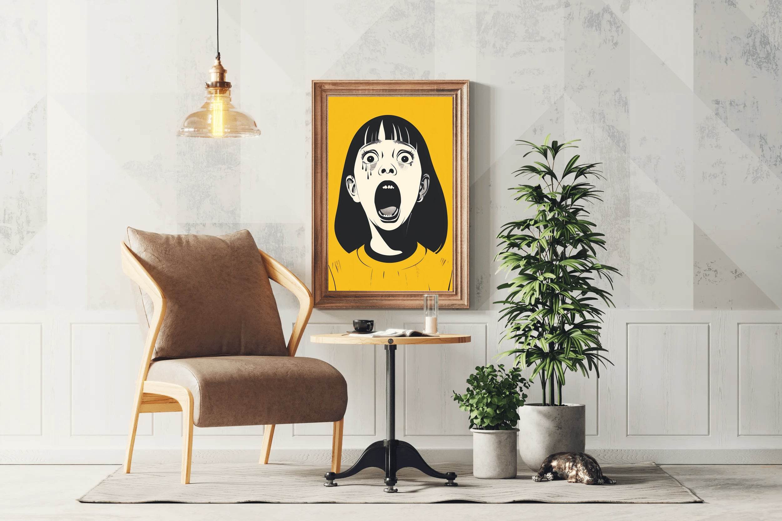Crying Girl With Yellow Background Wall Art - beink online art store