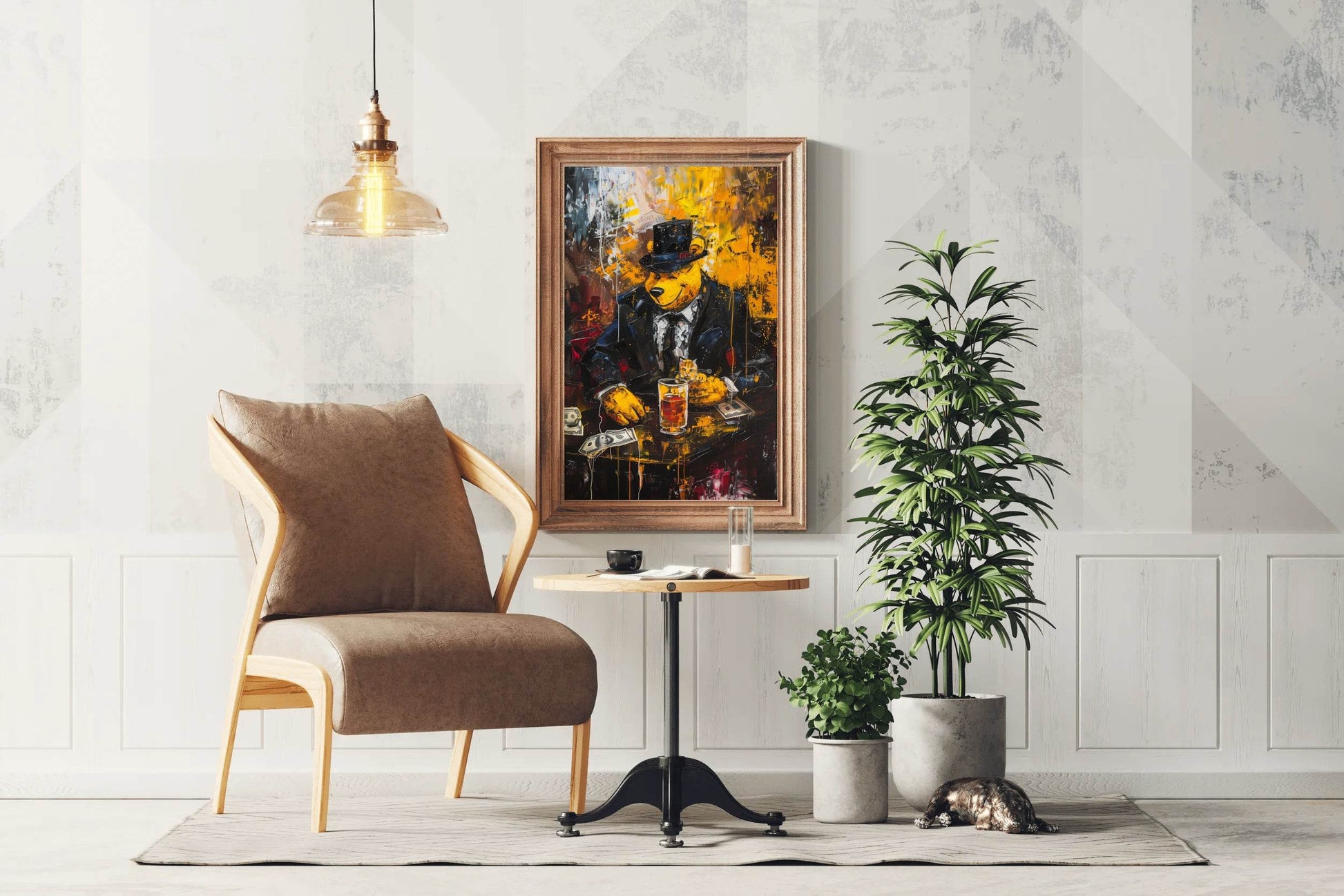 Painting of a Bear Dressed in a Suit and Hat - beink online art store