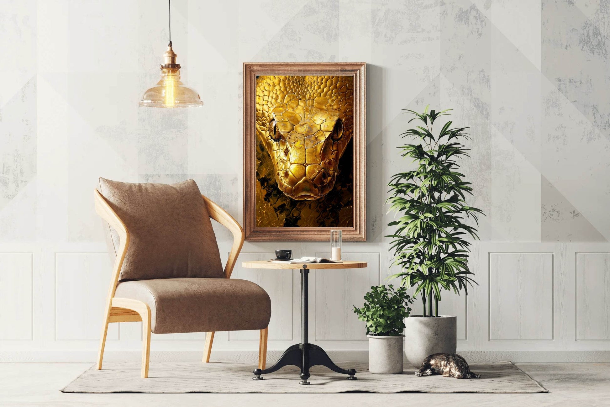 Golden Anaconda Snake Wall Art - beink online art store