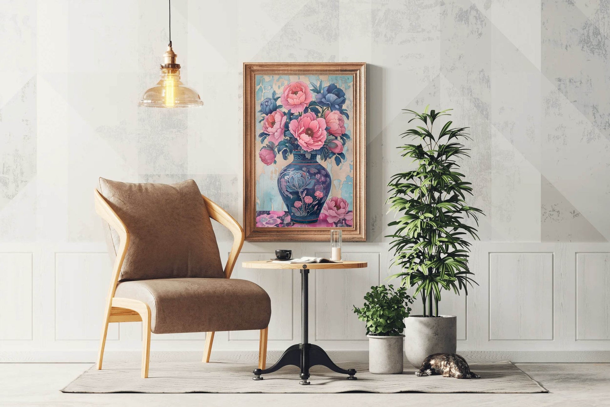 Blue Vase With Bunch of Flowers Digital Art - beink online art store