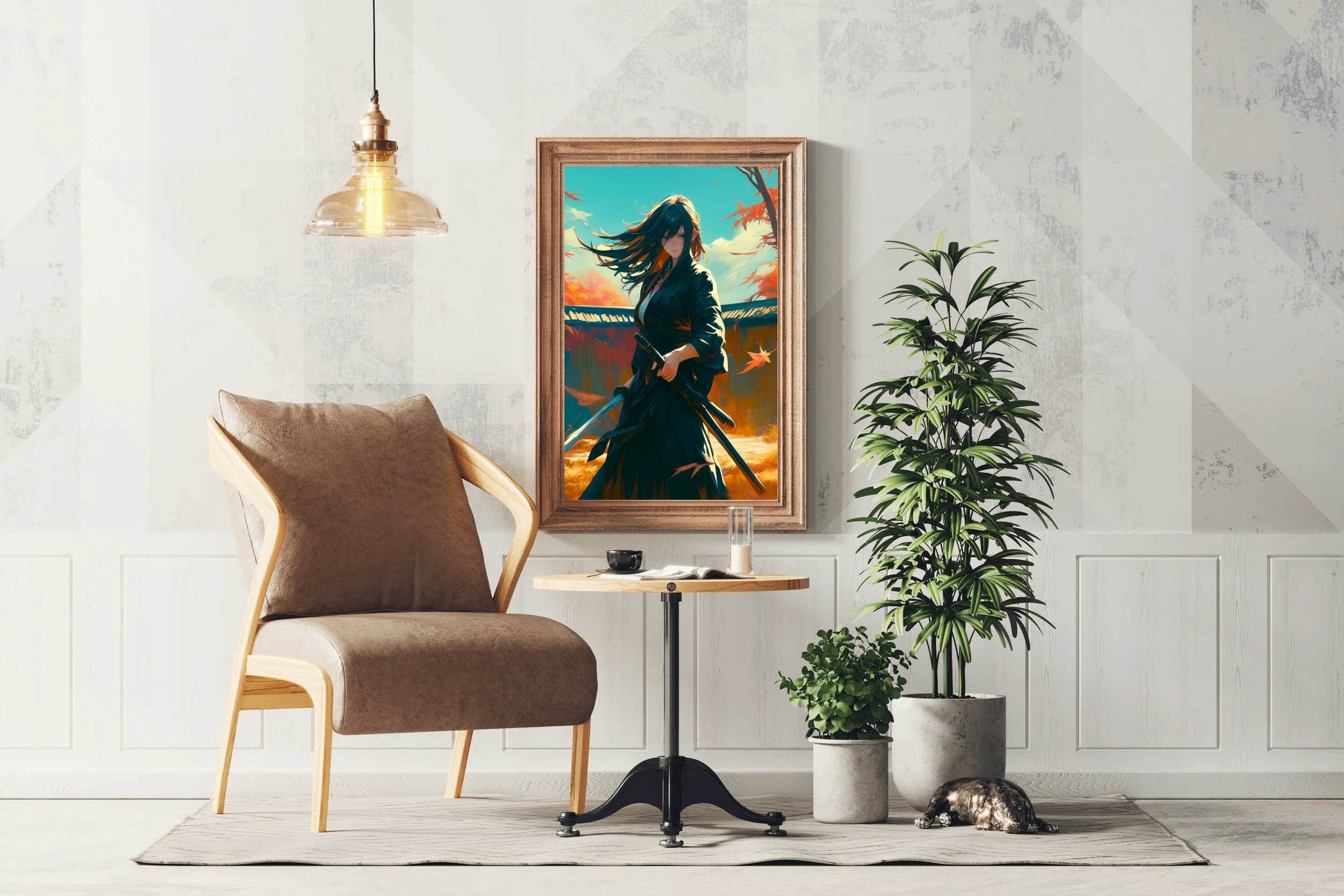 Anime Style Portrait of Traditional Japanese's Samurai Character Anime Wall Art - beink online art store
