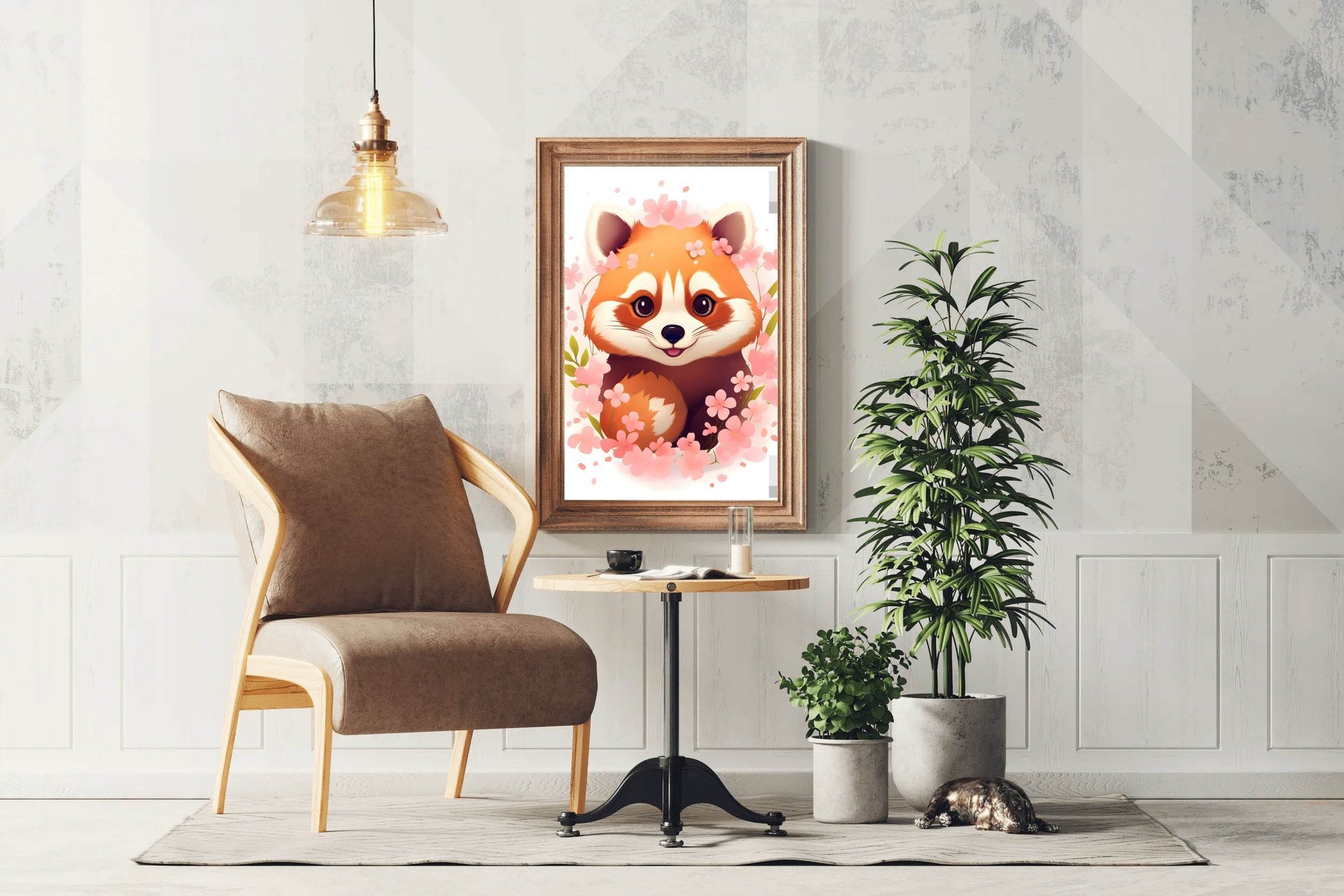 Painting of Smiling Red Teddy Cartoon - beink online art store