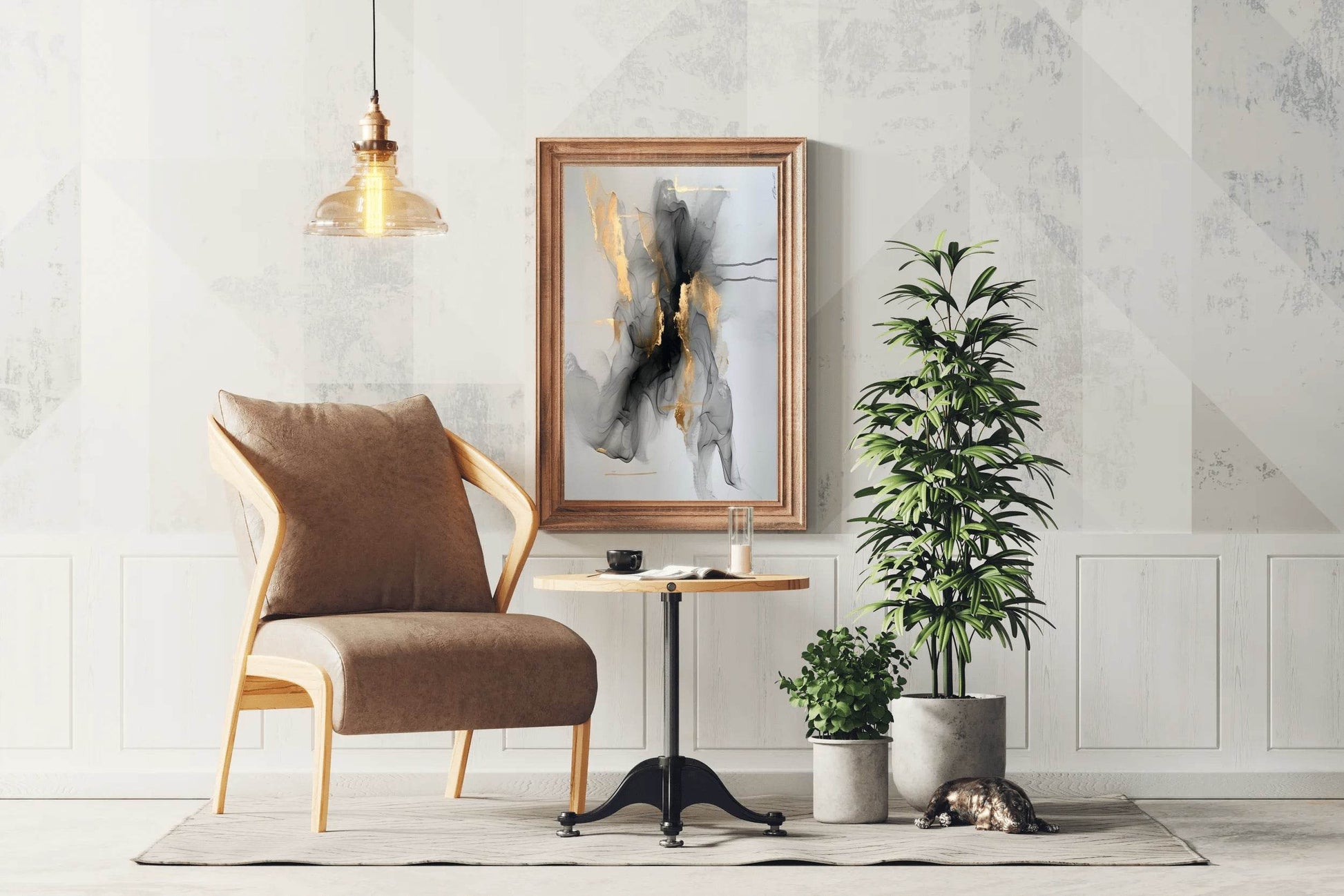 Black Marble With Golden Lines Wall Art - beink online art store