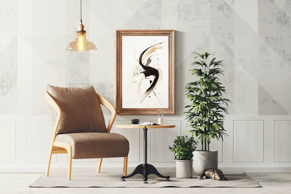 Swirl Black Ink Paint Abstract Wall Art - beink online art store
