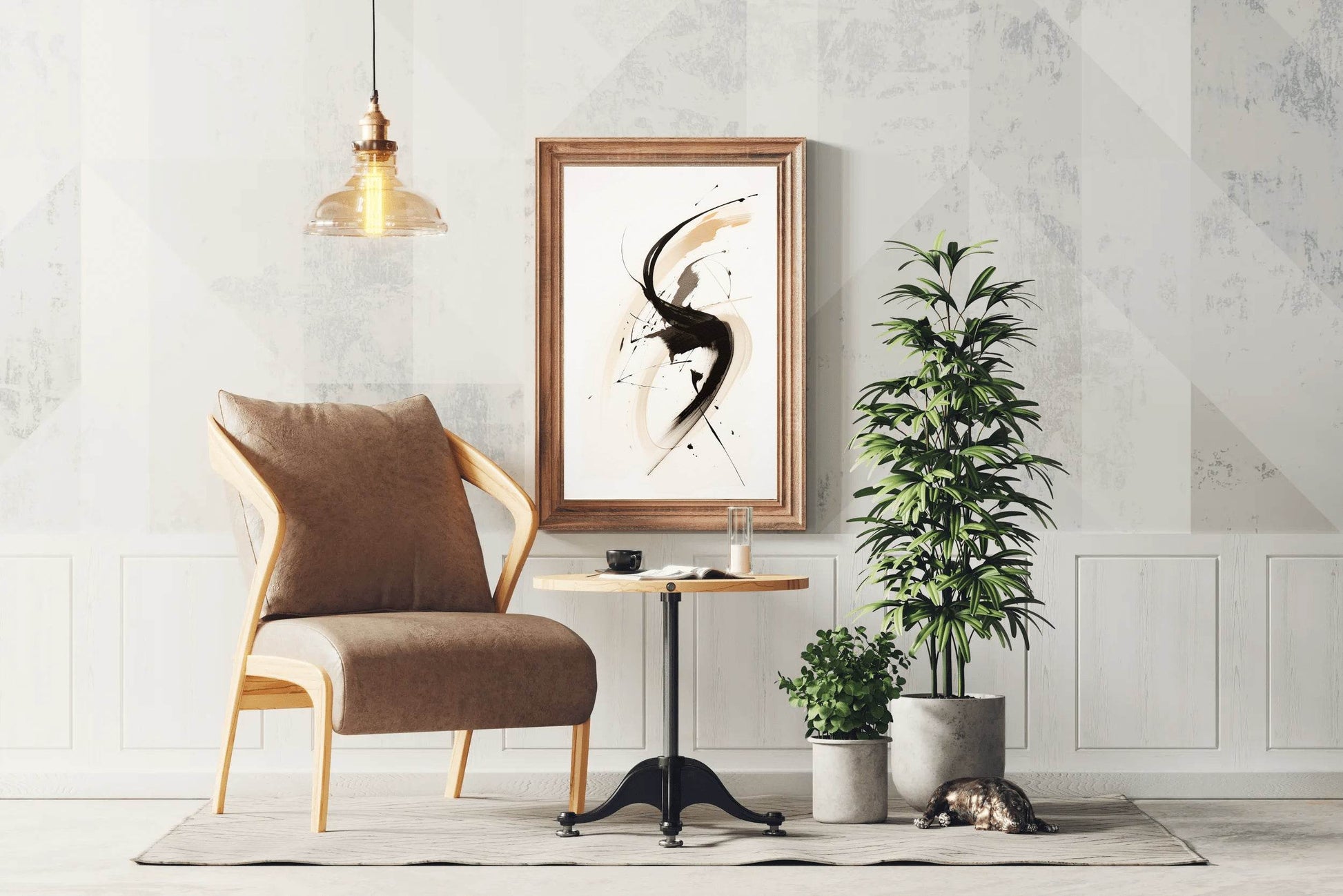 Swirl Black Ink Paint Abstract Wall Art - beink online art store