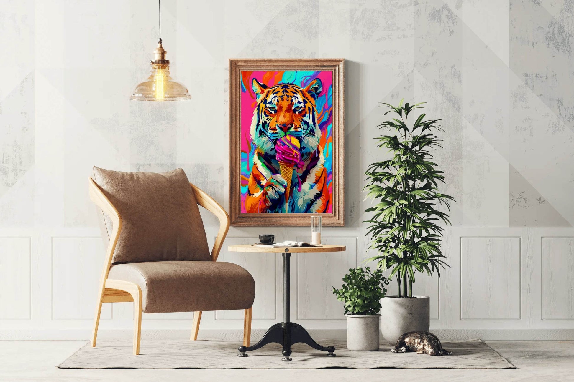 Tiger Enjoying a Colorful Treat Wall Art - beink online art store