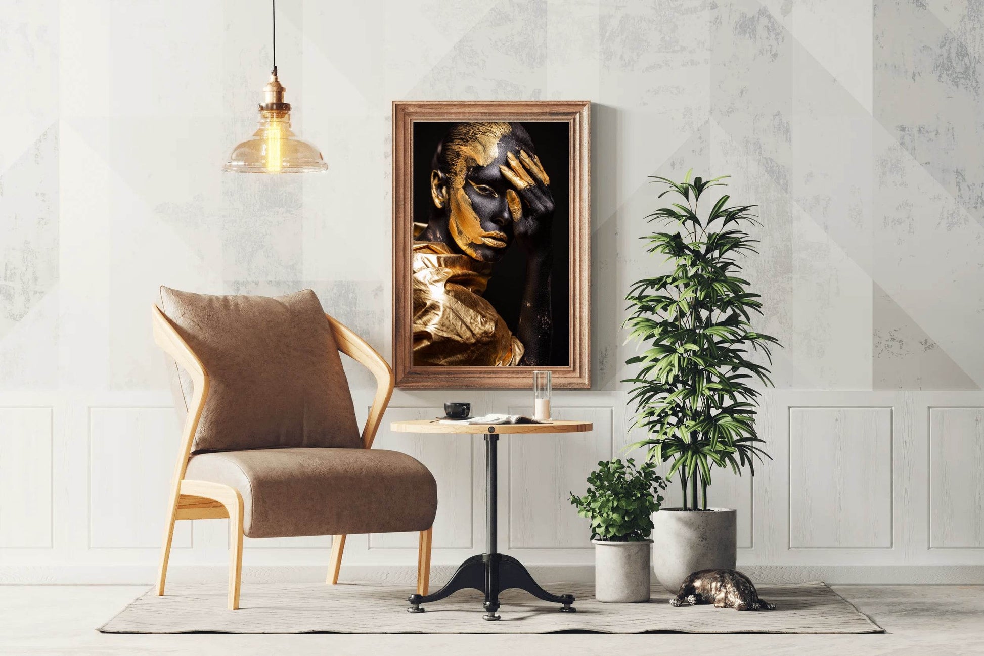 African Woman Gold $ Black Wall Art - beink online art store