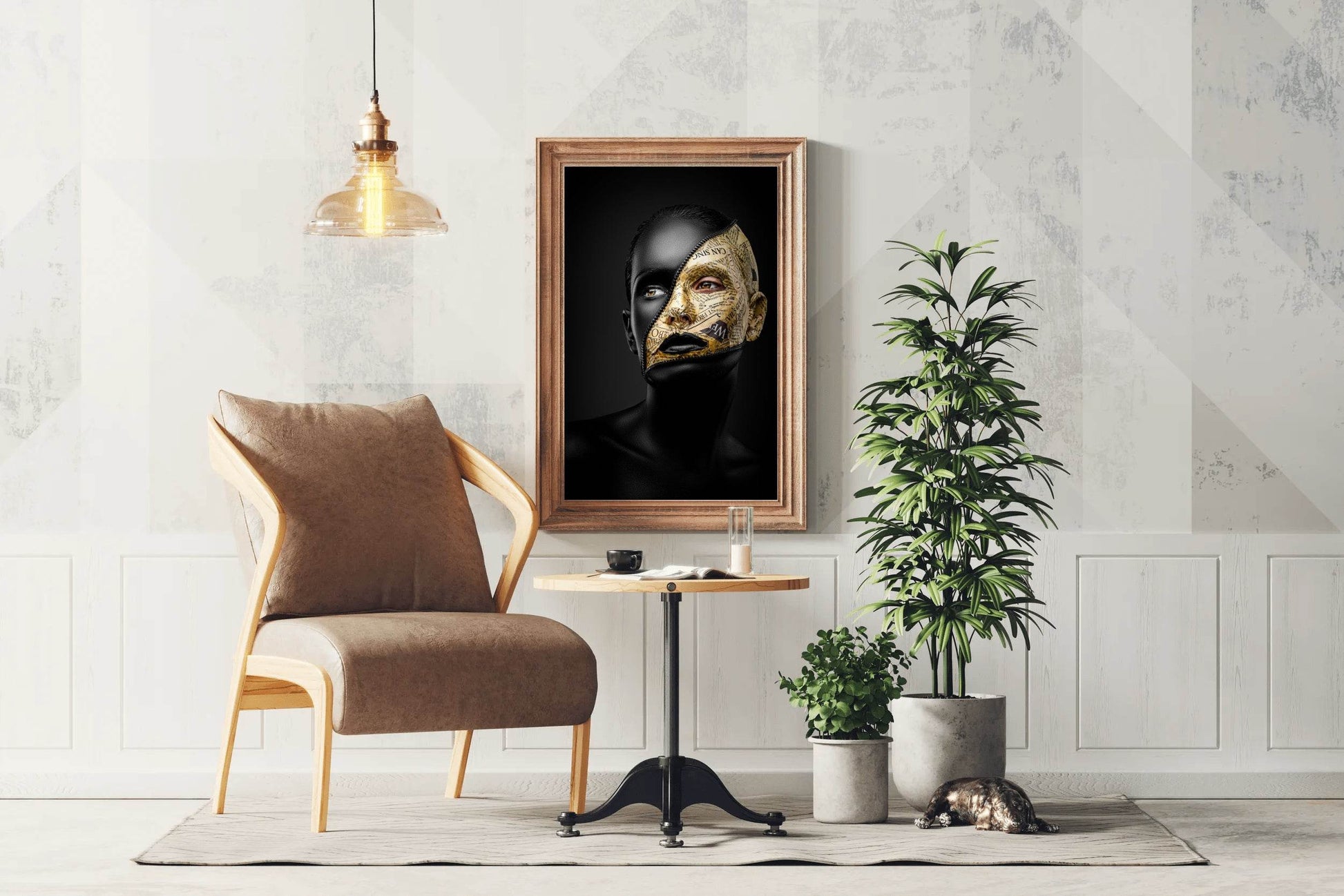 Gold and Black Makeup On The Woman Face Wall Art - beink online art store