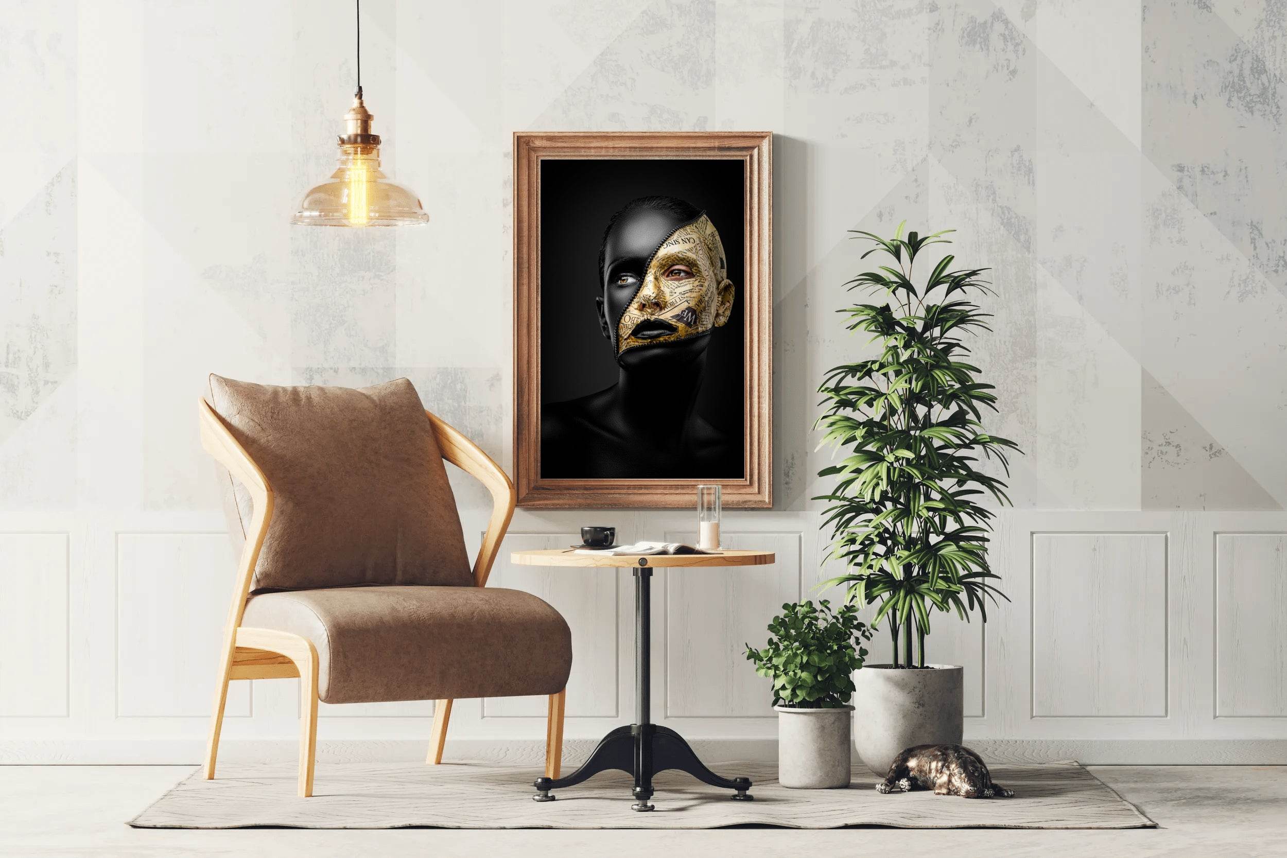 Gold and Black Makeup On The Woman Face Wall Art - beink online art store