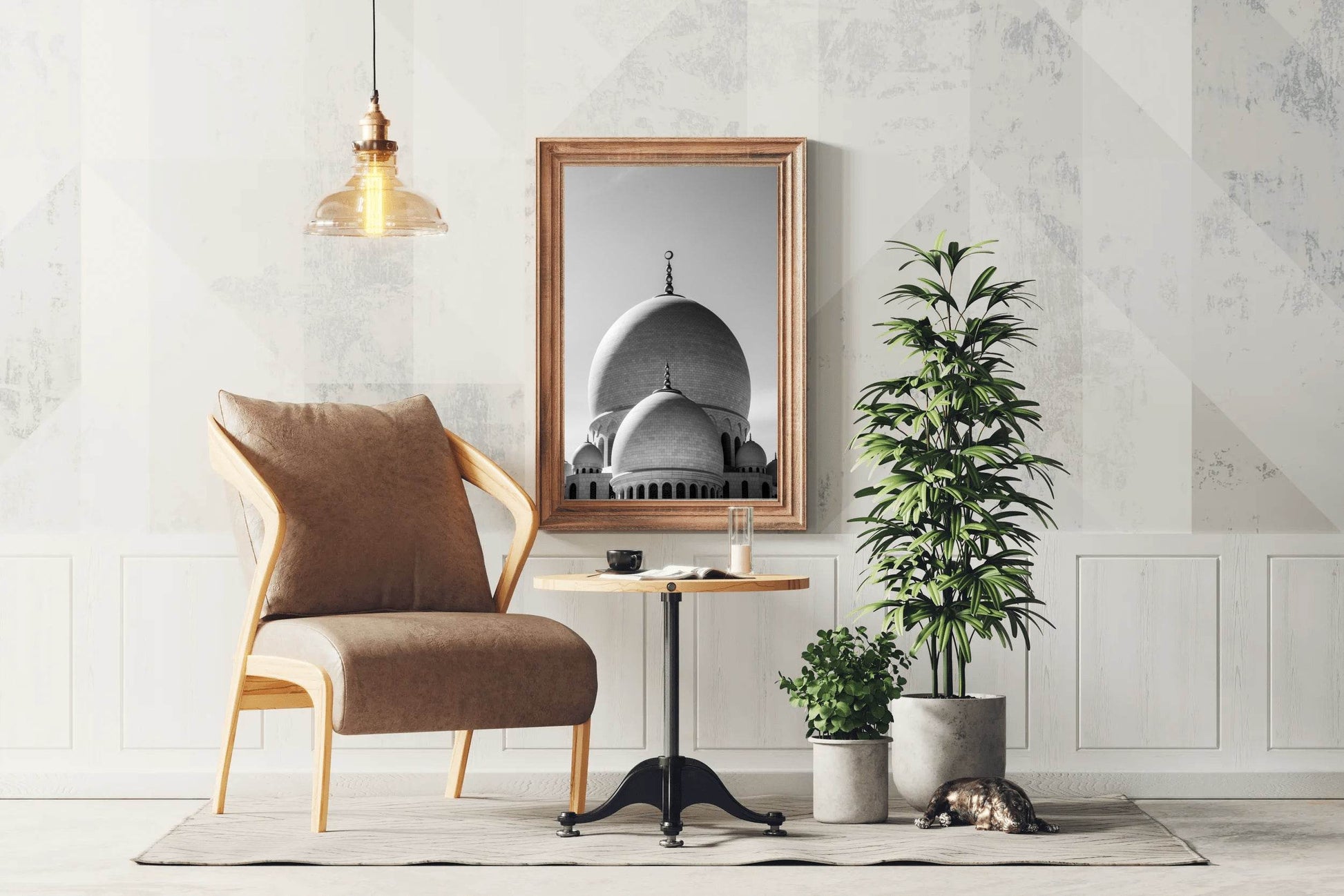 Abu Dhabi Grand Mosque Black & White Wall Art - beink online art store