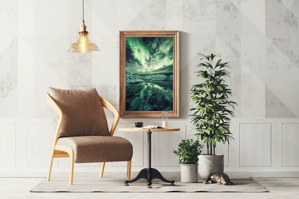 Vibrant Northern Lights with Iceberg Wall Art - beink online art store