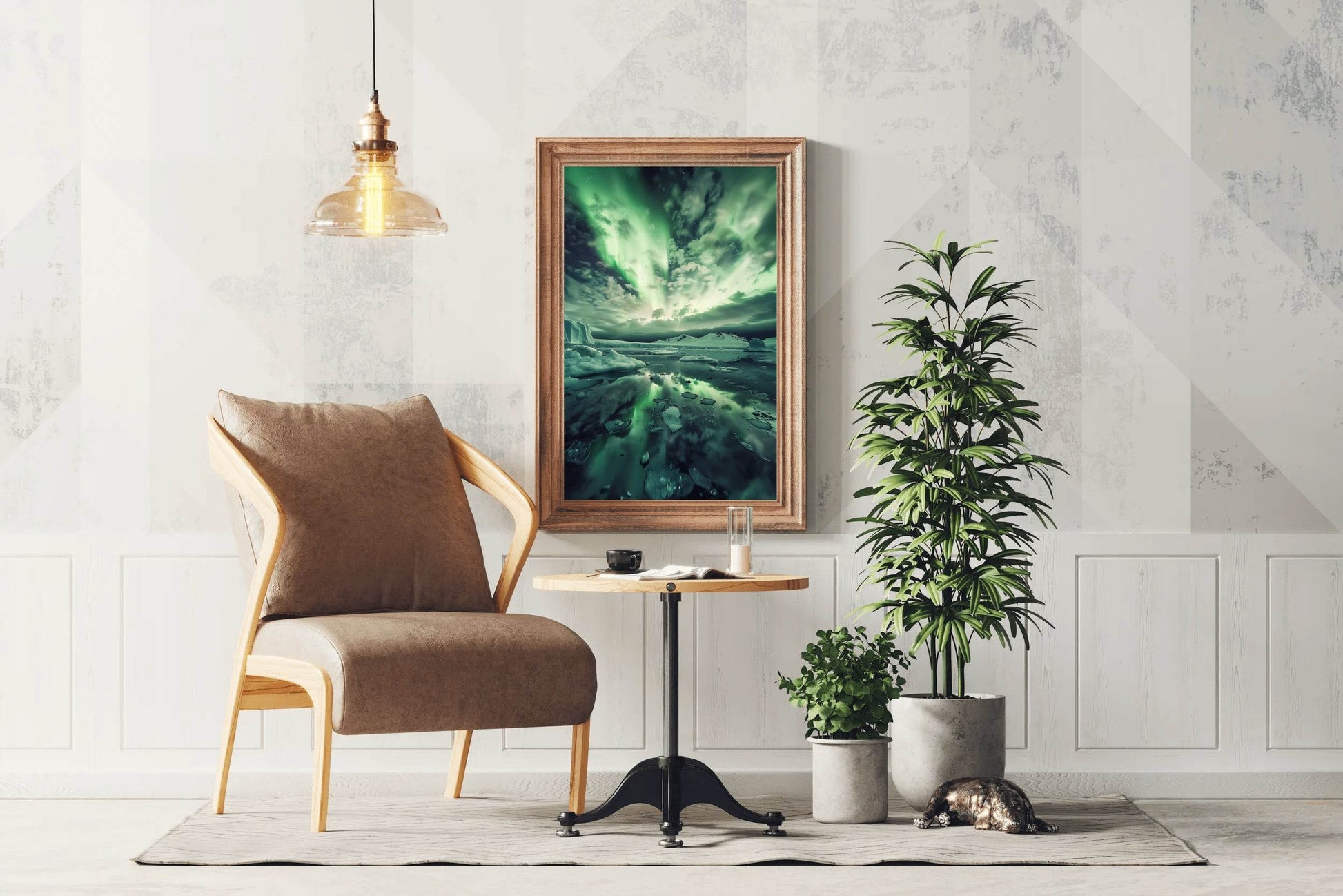 Vibrant Northern Lights with Iceberg Wall Art - beink online art store