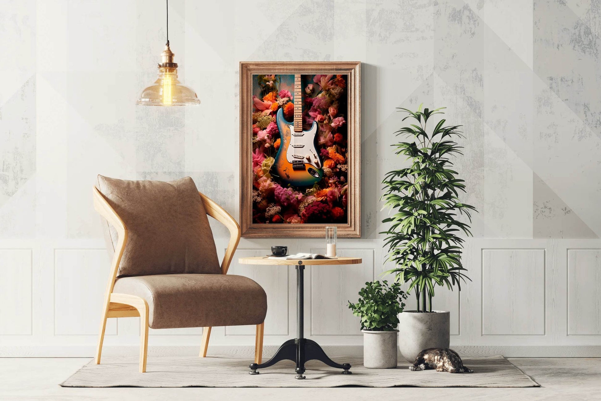 Guitar With Spring Flowers Wall Art - beink online art store